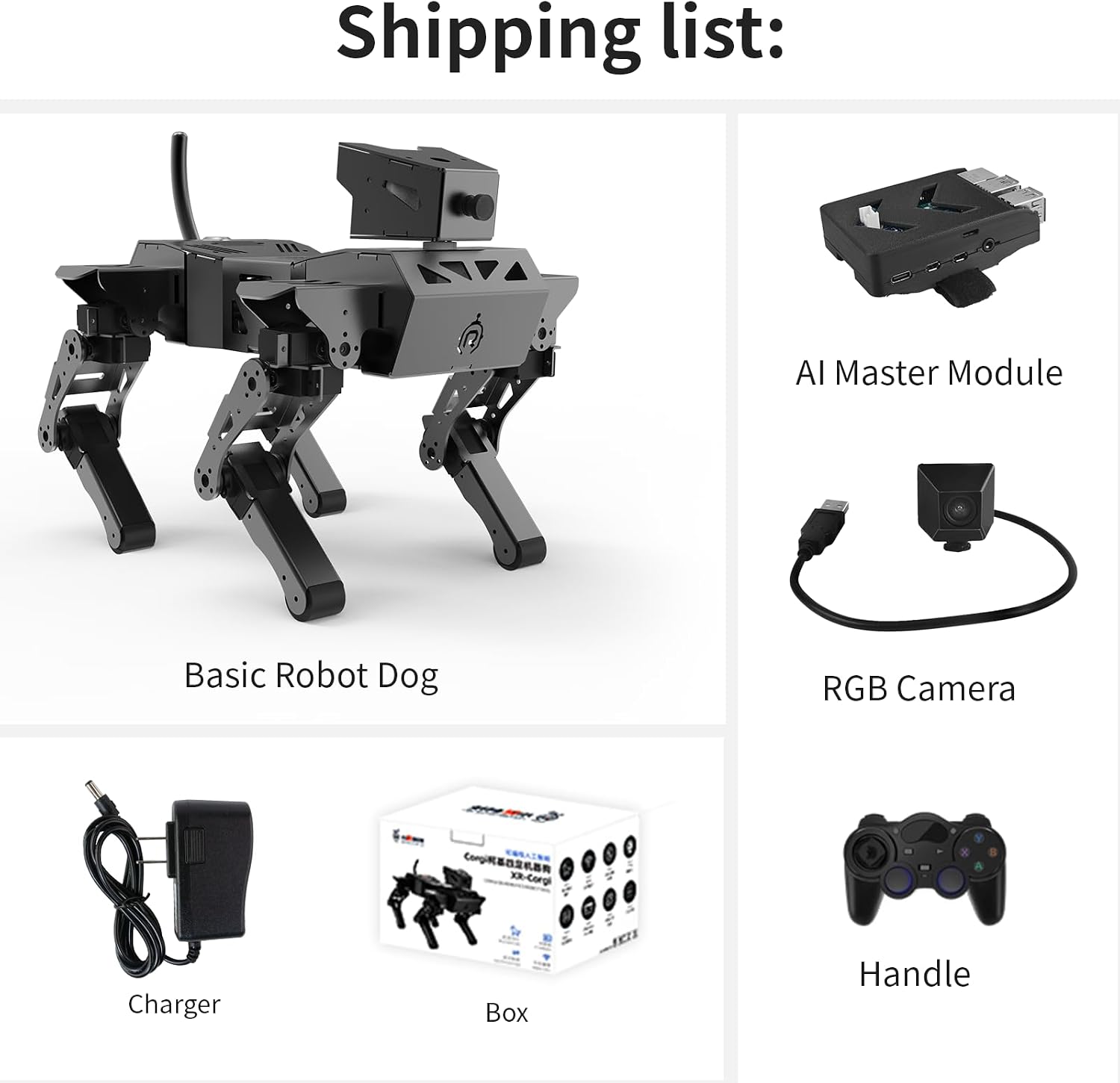 Robot Dog Kit for Raspberry Pi 5, AI Visual Recognition Interaction Smart Robot Python Programmable, 13 DOF Bionic Gait Mechanical Dog, Camera Servo, RC/Voice Control