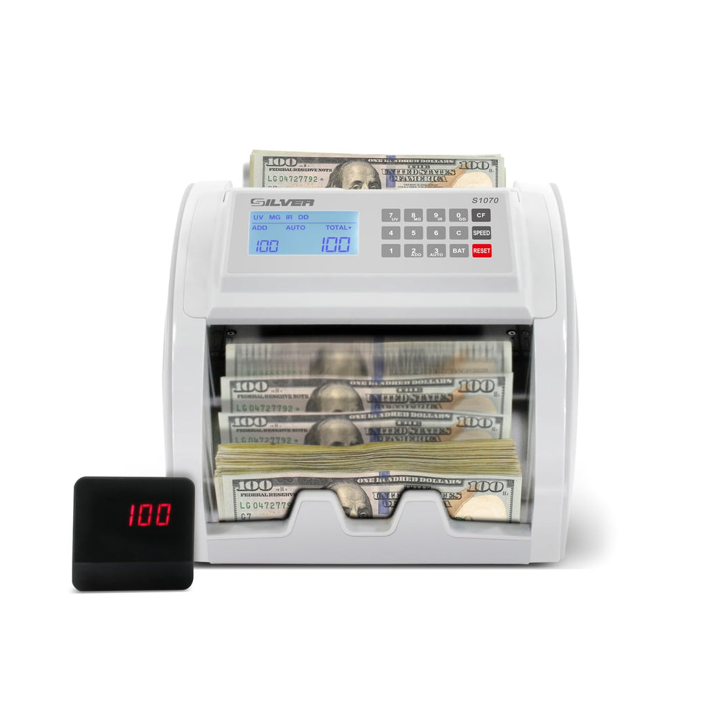 Money Counter Machine UV/MG/IR/DD/DBL/HLF/CHN Counterfeit Money Detection Bill Counter with LCD Display, S1070