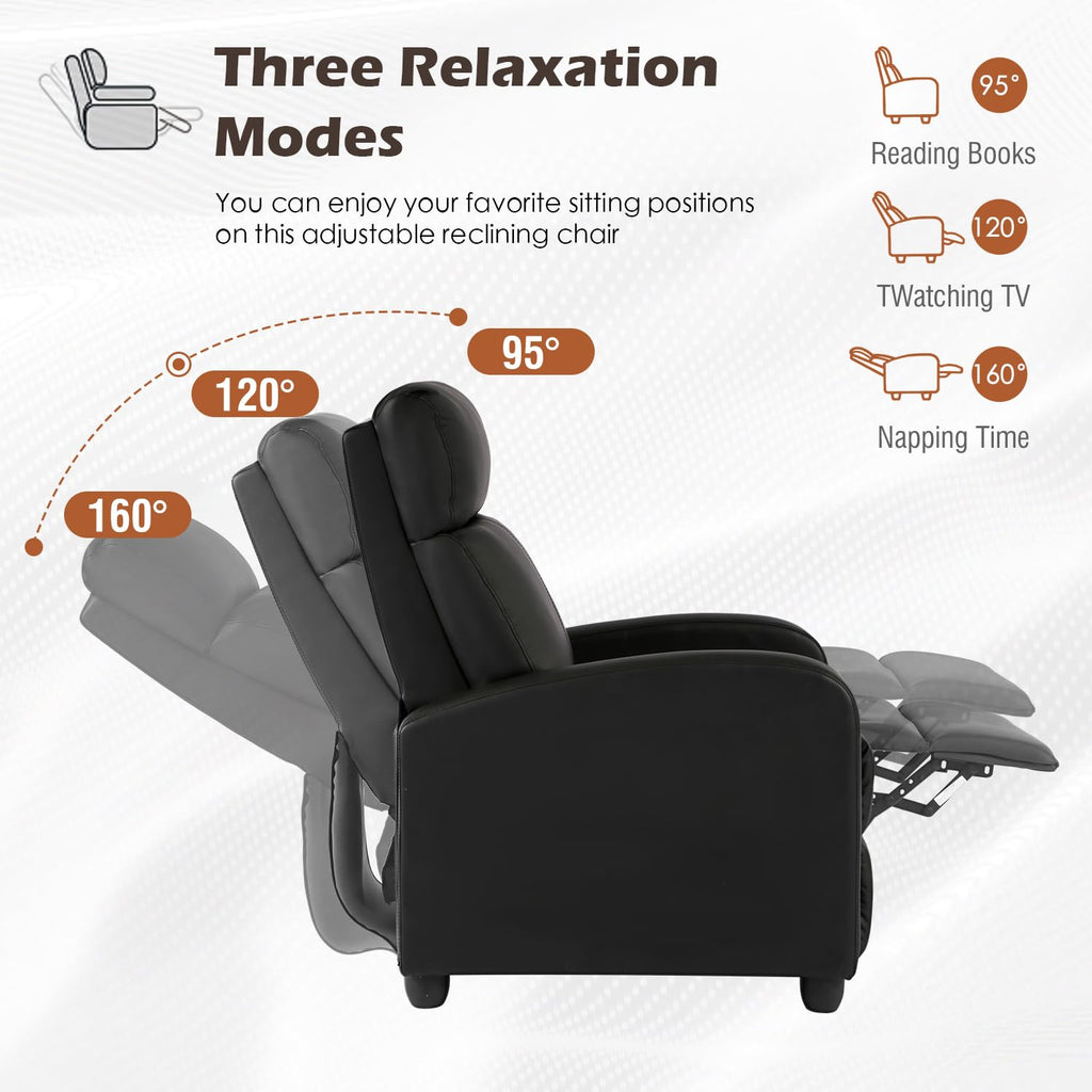 BestMassage | Recliner Chair | with 2 Point Massage Function | Pu Brown | with Lumbar Support, Adjustable Push Back, Footrest & Padded Seat | Easy Assembly | for Living Room, Home Theatre