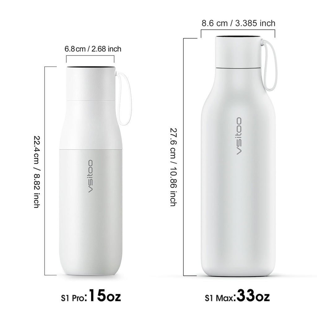 VSITOO 33oz Smart Self-Cleaning Water Bottle，Large Insulated Stainless Steel Bottle with AI Self-Clean, 30-Day Battery & Magnetic Charging for Outdoor Travel, Gym or Office, Pink