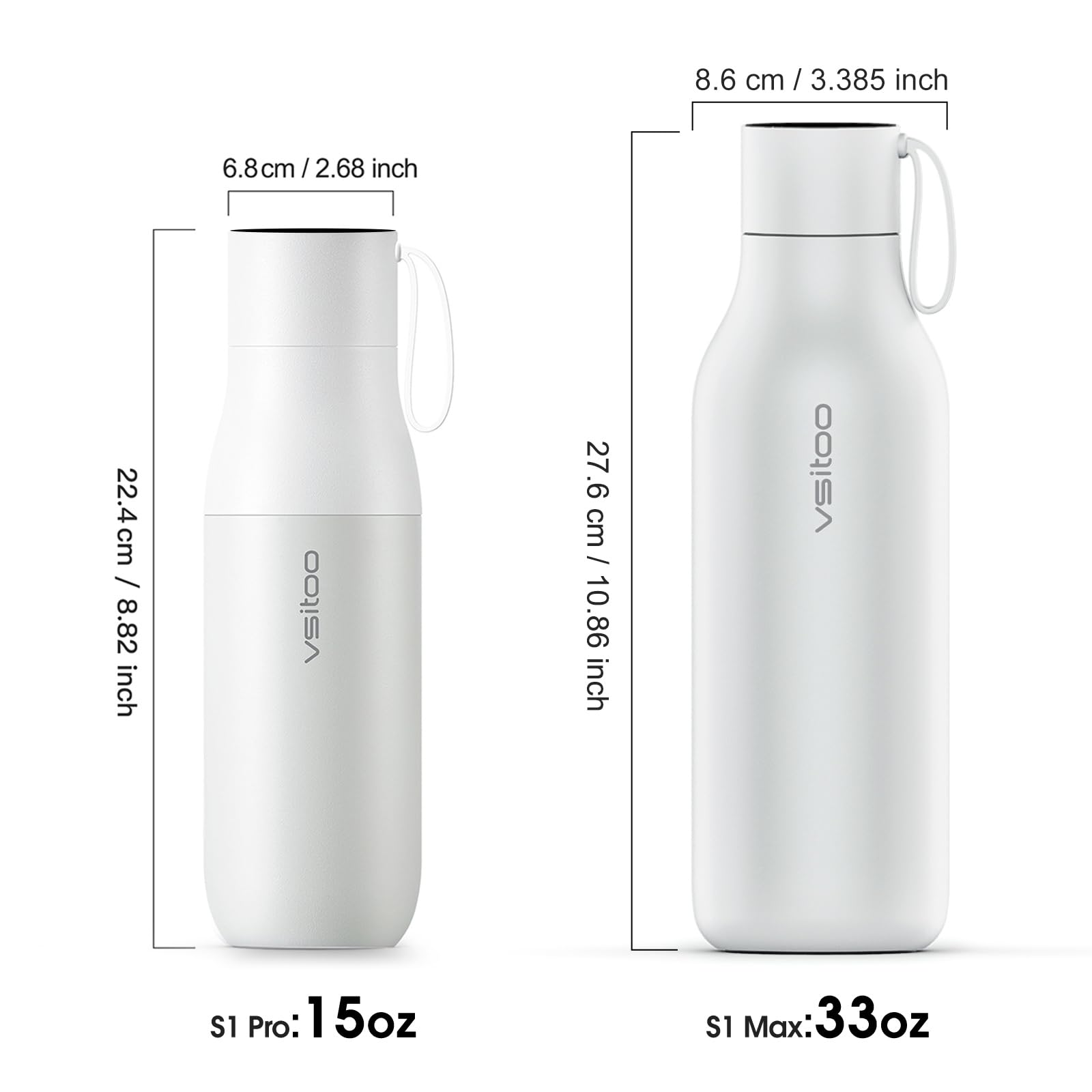 VSITOO 33oz Smart Self-Cleaning Water Bottle，Large Insulated Stainless Steel Bottle with AI Self-Clean, 30-Day Battery & Magnetic Charging for Outdoor Travel, Gym or Office, Pink