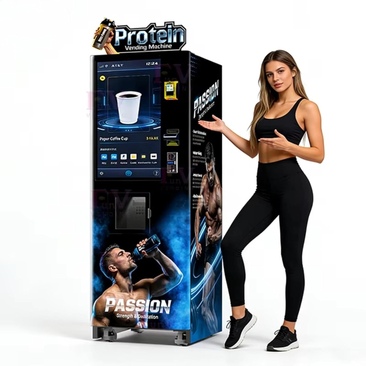Commercial protein shake vending machine, 24-hour self-service, touch screen, multiple payment methods, suitable for gyms and offices.