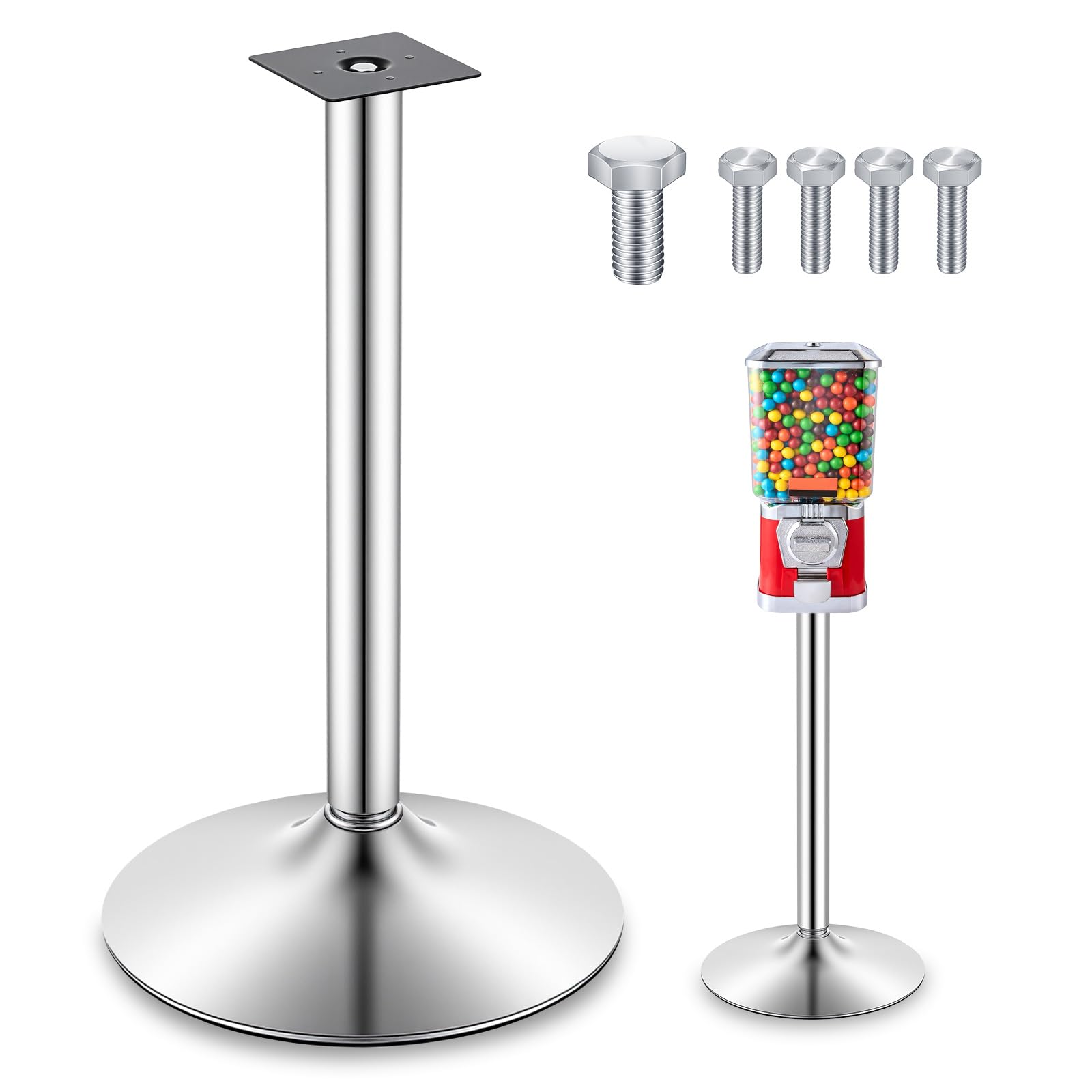 Maxdot Double Metal Stand for Gumball Machine Candy Popcorn Vending Specially Made for 2 Small Candy Machines Cast Iron 28” Tall with 18” Round Base Replacement Part, Black Only The Stand