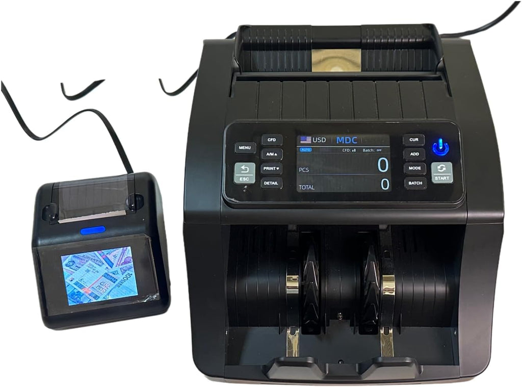Money Counter Machine Mixed Denomination KzT0060 with Thermal Printer， Printer Integrates External Display and Bill Printing Through RJ-11 Plug Connection, Suitable for 58 mm Thermal Paper