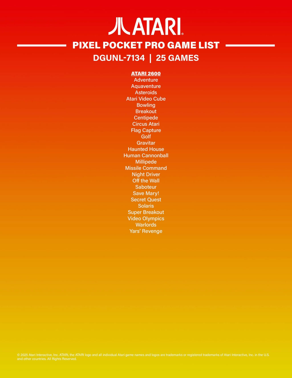 My Arcade Atari Pixel Pocket Pro: Preloaded Handheld, 25 Atari 2600 Games, Keychain Arcades