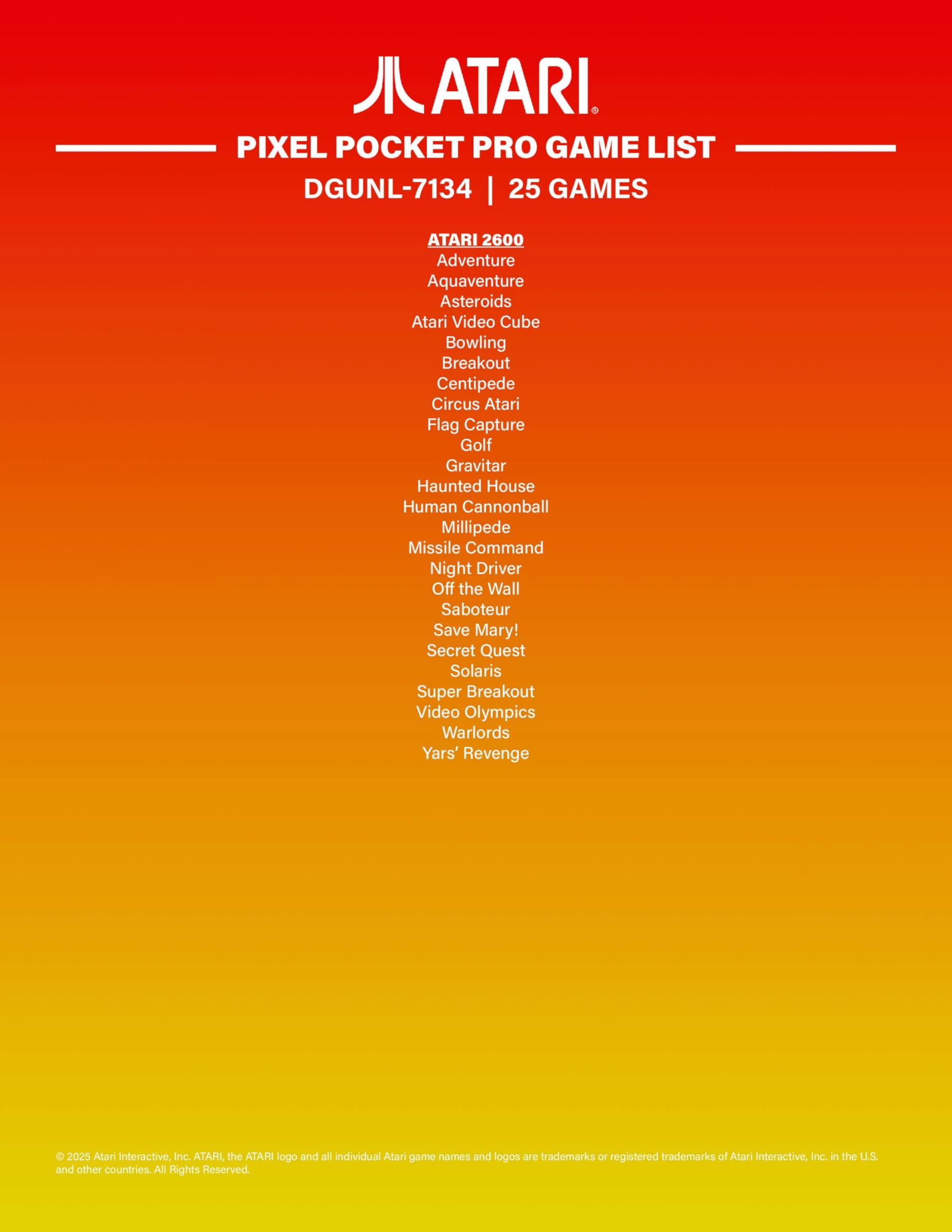 My Arcade Atari Pixel Pocket Pro: Preloaded Handheld, 25 Atari 2600 Games, Keychain Arcades