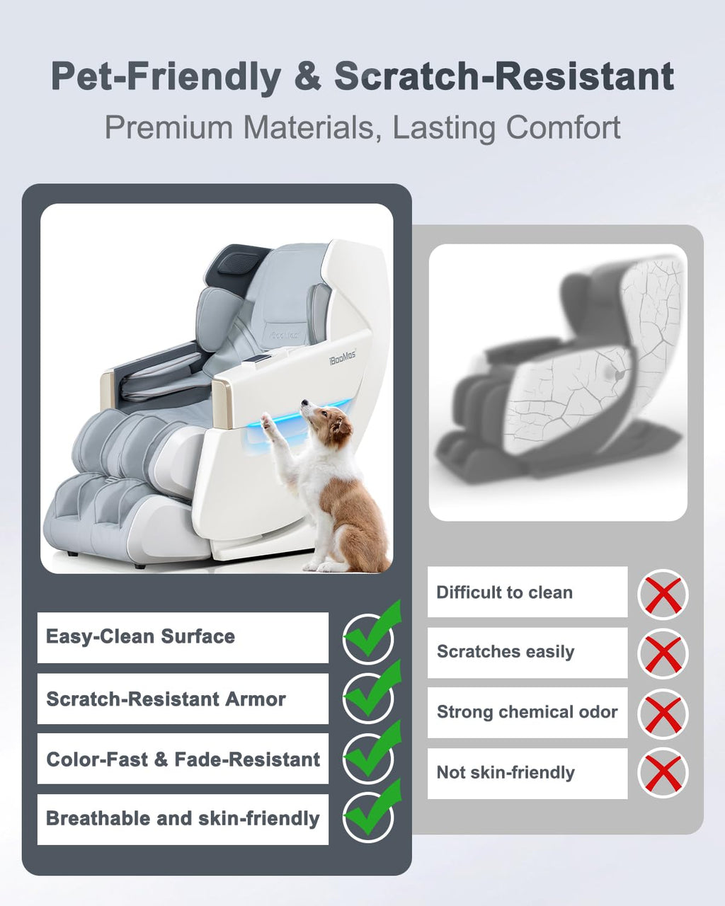 iBooMas Massage Chair Full Body, Body Scan Zero Gravity Massage Chair Recliner with 54in SL-Track, Ajustable 18 Modes, Auto Extending Footrest, Foot Massage, App, AI Voice, Airbags, Heat(White+Grey)