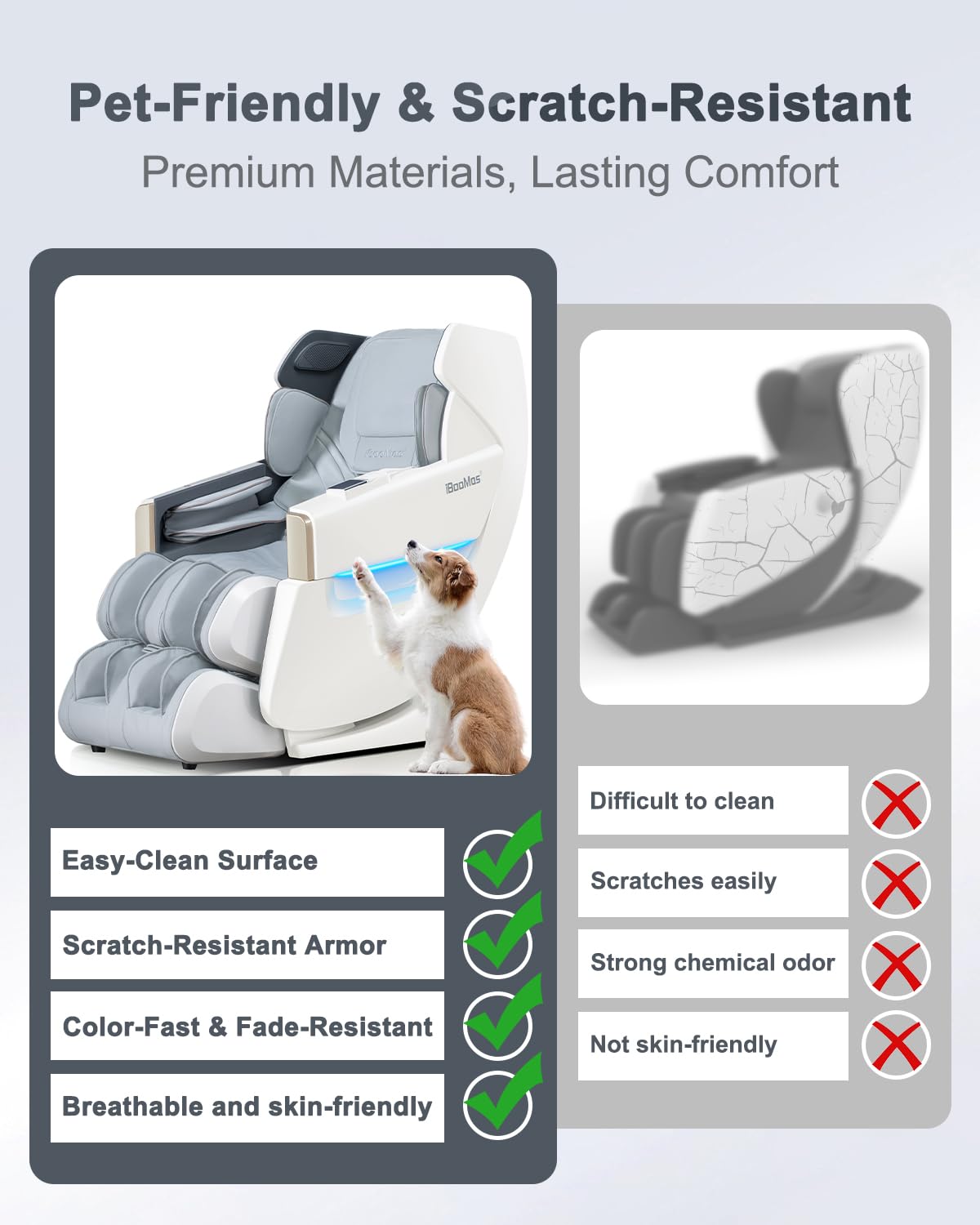 iBooMas Massage Chair Full Body, Body Scan Zero Gravity Massage Chair Recliner with 54in SL-Track, Ajustable 18 Modes, Auto Extending Footrest, Foot Massage, App, AI Voice, Airbags, Heat(White+Grey)