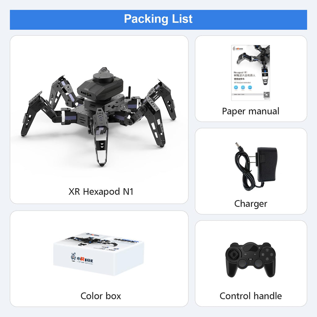 Hexapod Robot Kit for Jetson Nano 3D Depth Camera, ROS Lidar Mapping Navigation, AI Visual Recognition Programmable Bionic Spider Robot Kit (Included Jetson Nano)