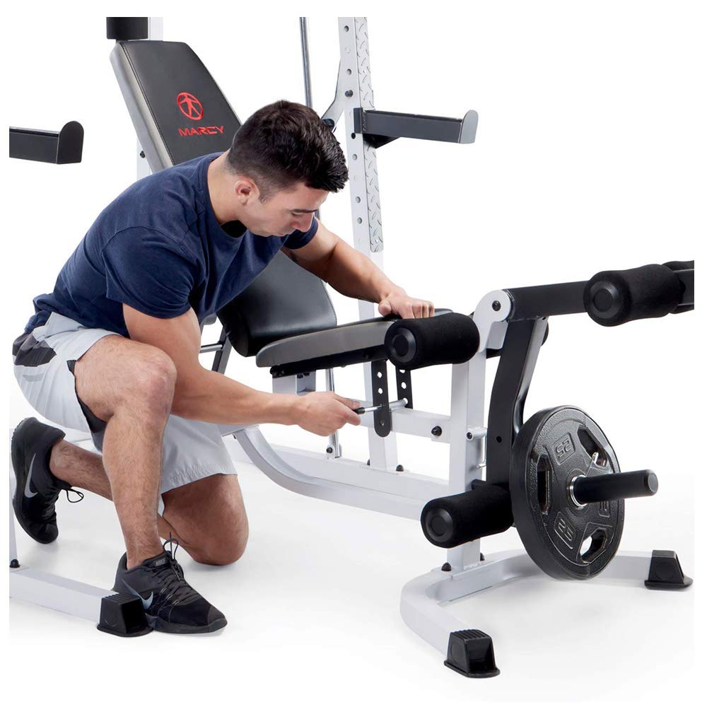 Marcy Smith Cage Workout Machine Full Body StrengthTraining Home Gym Equipment System with Leg Developer, Press Bar, PEC Deck, and Squat Rack