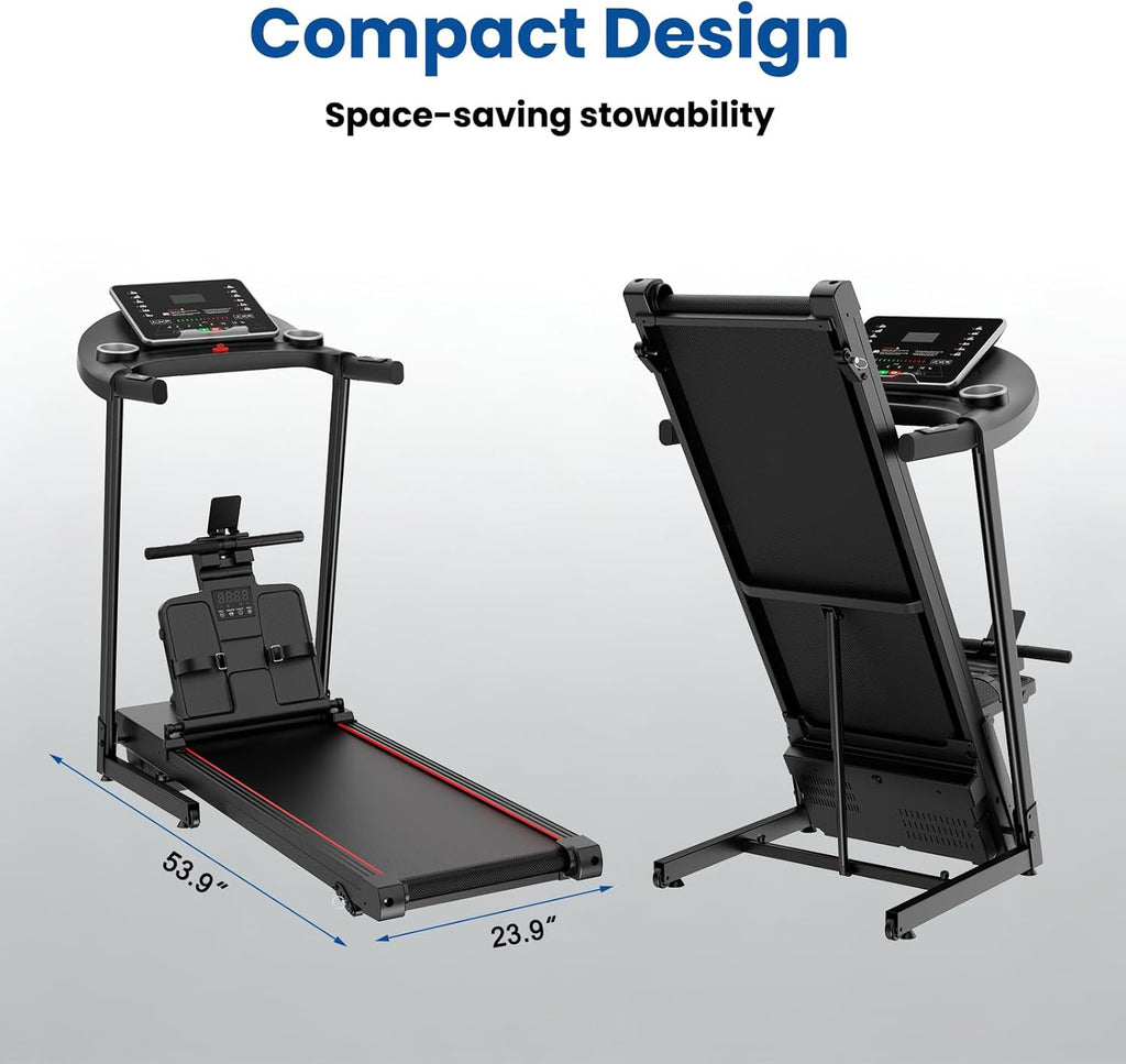 2-in-1 Treadmill and Rowing Machine Combines Running and Rowing for Aerobic Exercise with Adjustable Resistance, Space-Saving Full-Body Workout Machine
