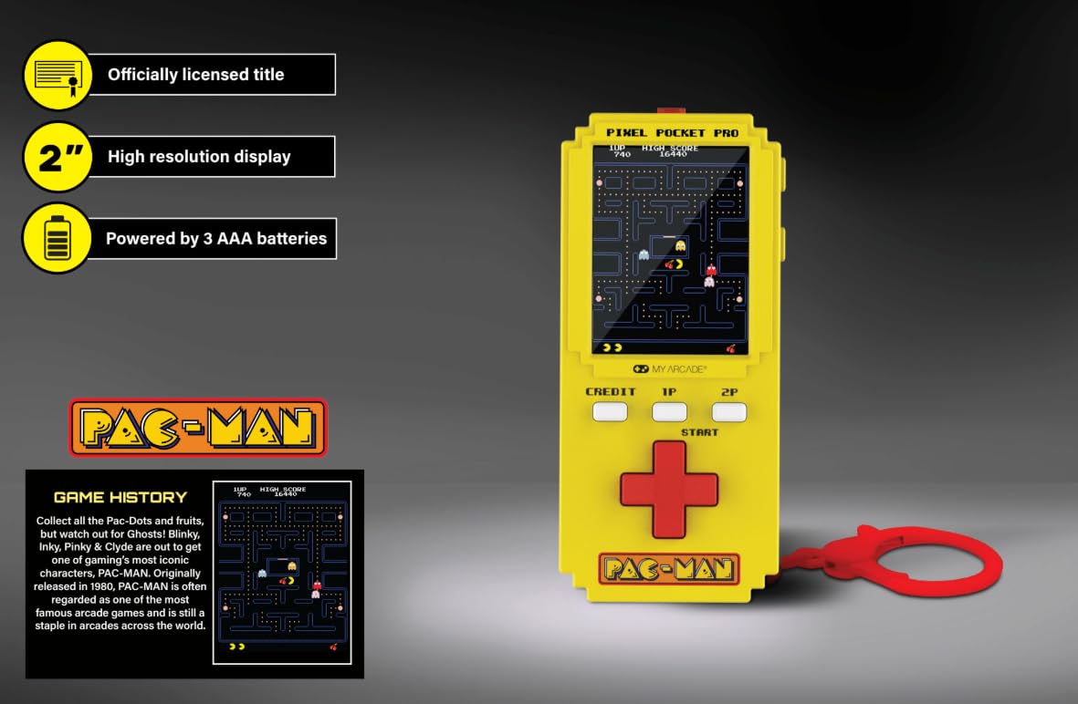 My Arcade Atari Pixel Pocket Pro: Preloaded Handheld, 25 Atari 2600 Games, Keychain Arcades