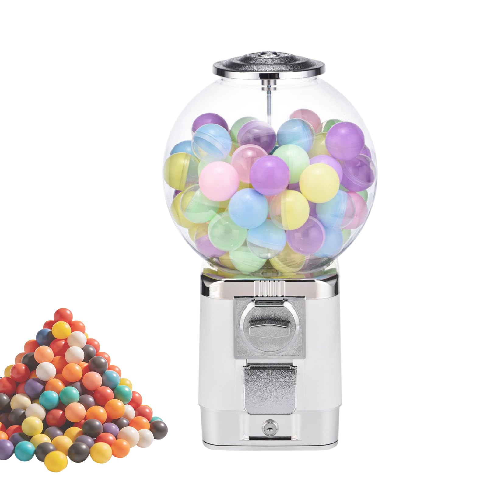 50mm Ball Classic Bubble Capsule Toys Dispenser Vending Machine Vending Machine Twister Ball Dispenser Gumball Machine for Retail,Amusement Parks(Color:White)