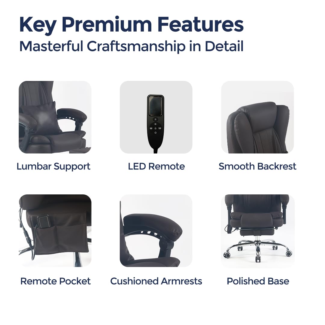 Orbis 4-Point Kneading Heated Massage Office Chair with Foot Rest | 500lbs Big & Tall Ergonomic Executive Desk Chair for Heavy People | Reclining Home Office Computer Chair | Leather Caramel
