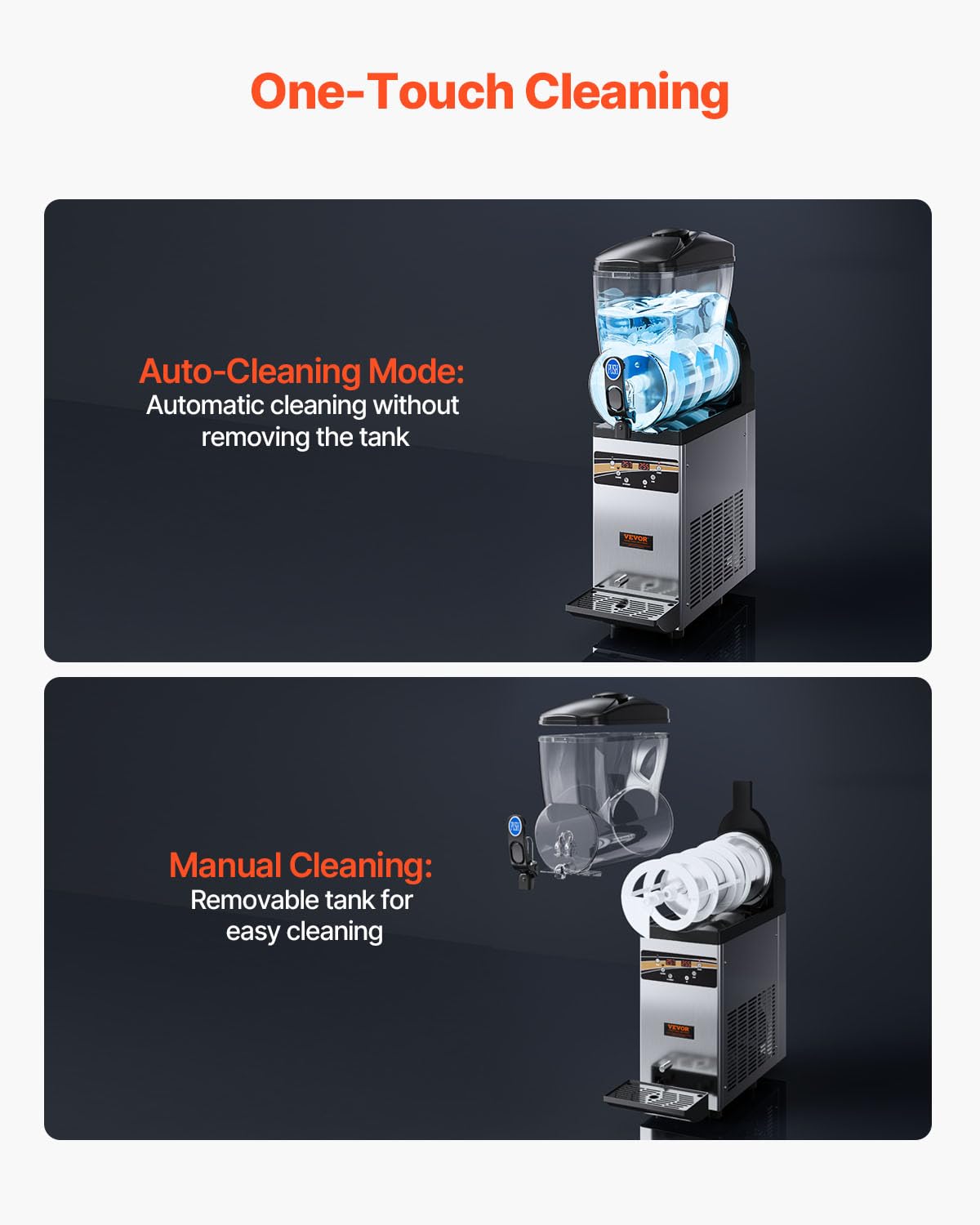 VEVOR Slushie Machine, 15L Single Tank Commercial Margarita Machine, 60 Cups Stainless Steel Margarita Smoothie Frozen Drink Machine, Slushy Machine for Home Party Restaurants Cafe Bars