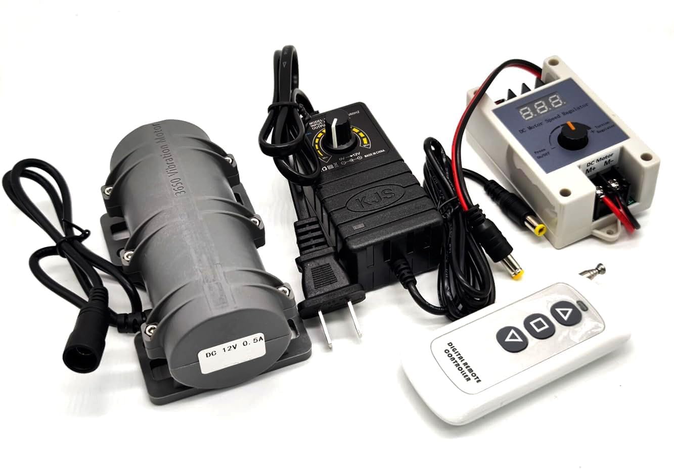 12V DC Motor 3800rpm Strong Vibration Industry Mini Vibration Motor with Sturdy Plastic Shell Rotary Speed Vibrating Motor for Massage Bed Chair Medical Instruments (12V Motor+Power)