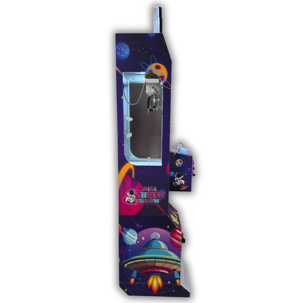Mini Claw Machine - Coin & Bill Operated Vending Unit - Arcade Style Prize Dispenser for Events,Stores or Game Rooms - Space Theme