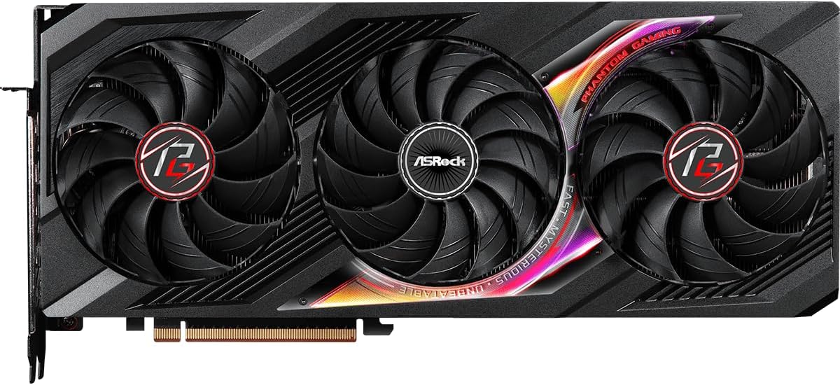 ASRock Radeon RX 7900 XTX Phantom Gaming 24GB OC Graphics Card, 2615 MHz Boost Clock, 24GB GDDR6, DisplayPort 2.1, HDMI 2.1, Triple Fan Cooling