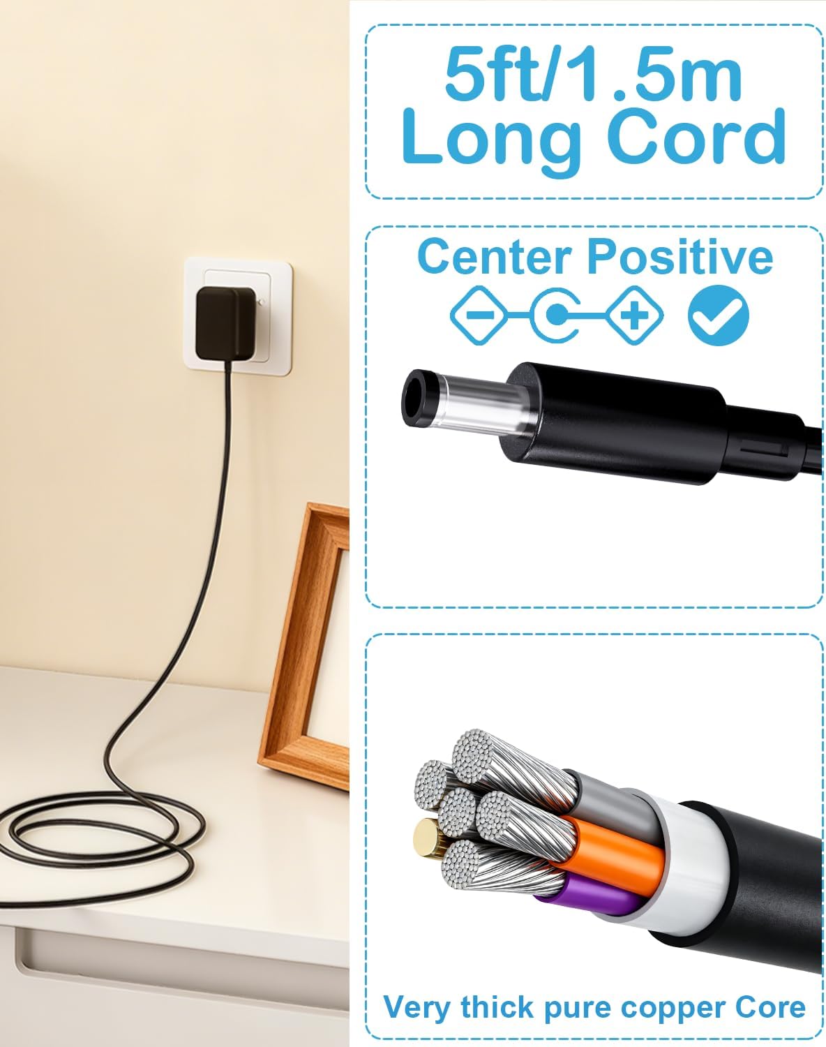 for Arcade 1up Power Cord, 12V Power Supply Adapter for Arcade1up Game Machine Riser and Infinity Table RYJ0136PAU0 RYJ0136PAU1 RYJ0136PAU2 RYJ0136PAU3 RYJ0136PAU4 RYJ0136PAU5 BIton BI36-120300-U2