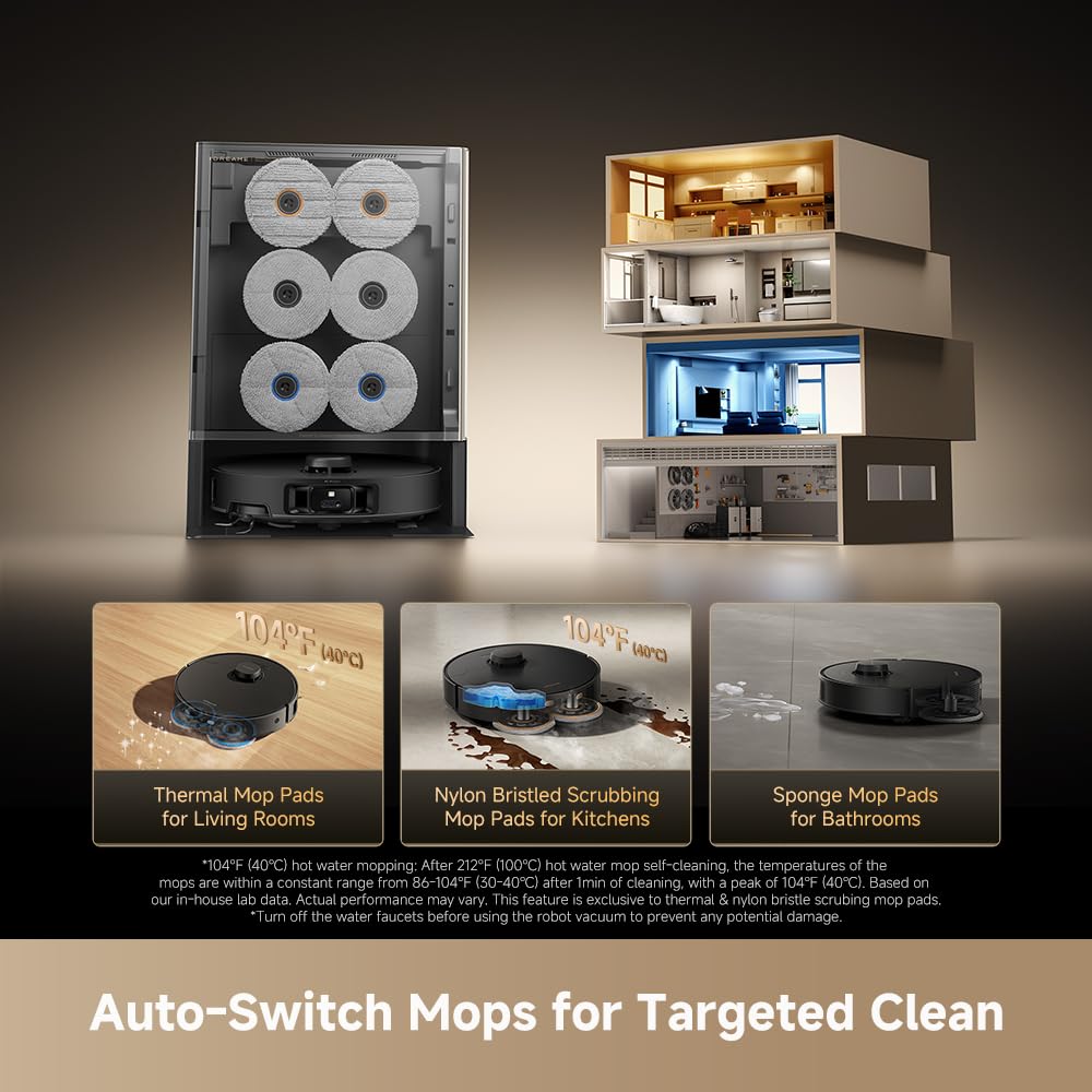 DREAME Matrix10 Ultra Robot Vacuum and Mop, Multi-Mop Switching, 3.14inch Obstacle Clearing, 30,000Pa Suction, Self Empty&Refill, Self-Cleaning, 100% Detangling, 240+ Obstacle Avoidance, Voice Control