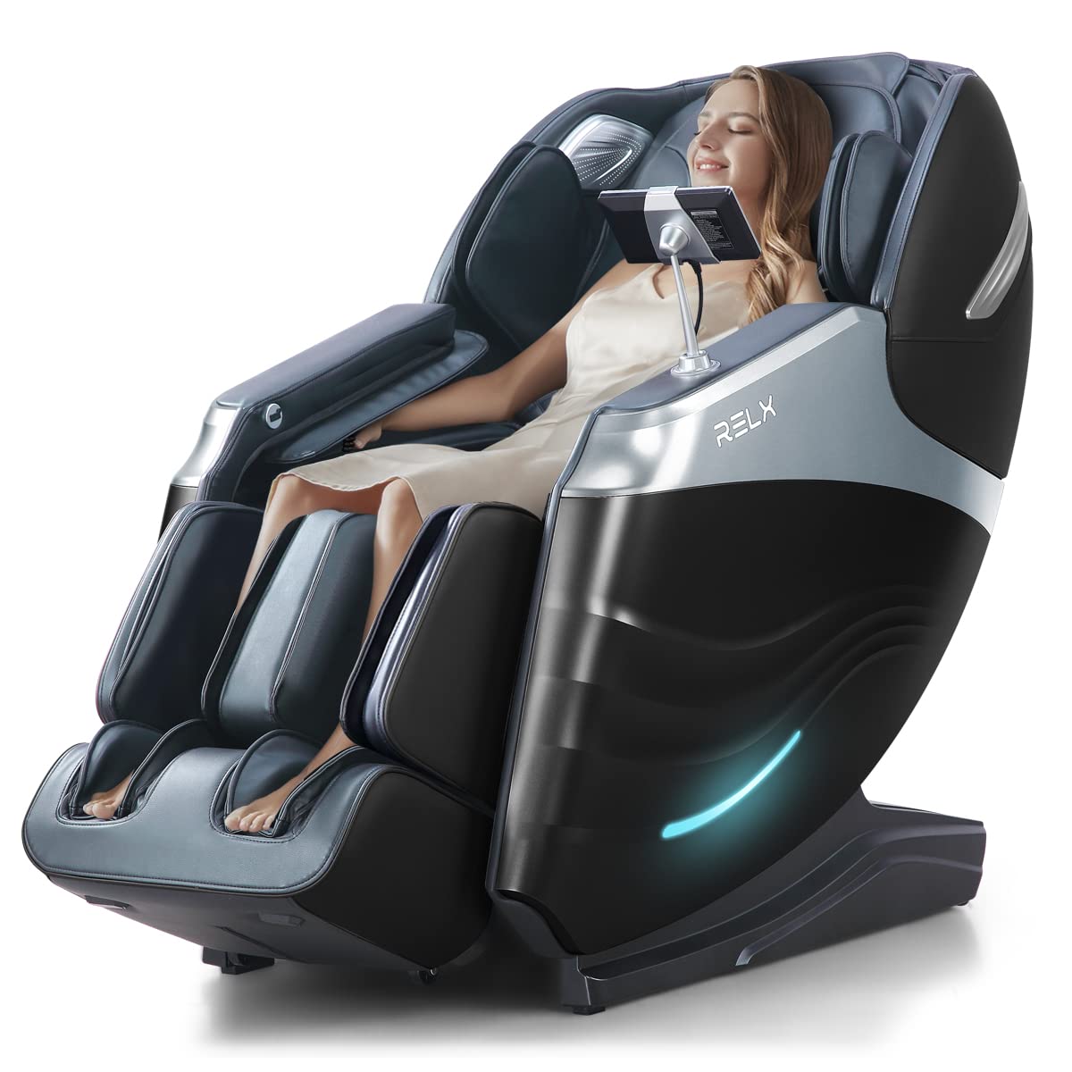 RELX Massage Chair Full Body, 20 Modes Zero Gravity SL-Track Shiatsu Massage Chair Built-in Heat System, Airbag Massage with Body Scan, Deep Yoga Stretch, Calfrest Extension and AI Control(Cream)