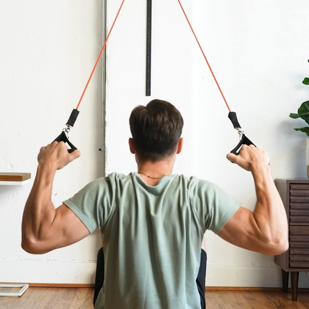 Space Saver Gym Resistance Bands Exercise Equipment for at Home Fitness Workout | Resistance Band Wall Anchor for Kinetic Bands with 1 Rail, 1 Rail Car