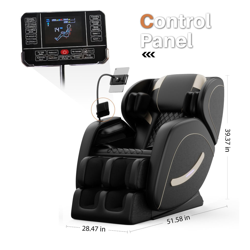 Massage Chair Full Body, Zero Gravity Recliner Massage Chair with Back Heat, 8 Fixed Rollers, Foot Massage, Airbags, Touch Screen for Home and Office