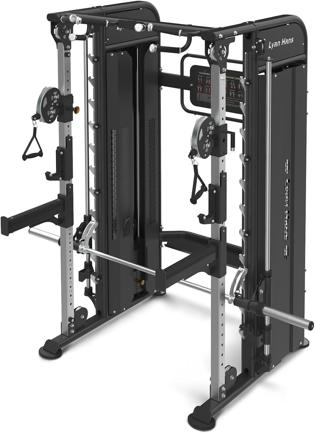 Functional Trainer Smith Machine for Commercial, Multifunctional Cable Crossover Exercise Machine, All in One Home Gym System, Compact Fitness Equipment, Workout Weight Machine for Strength Training