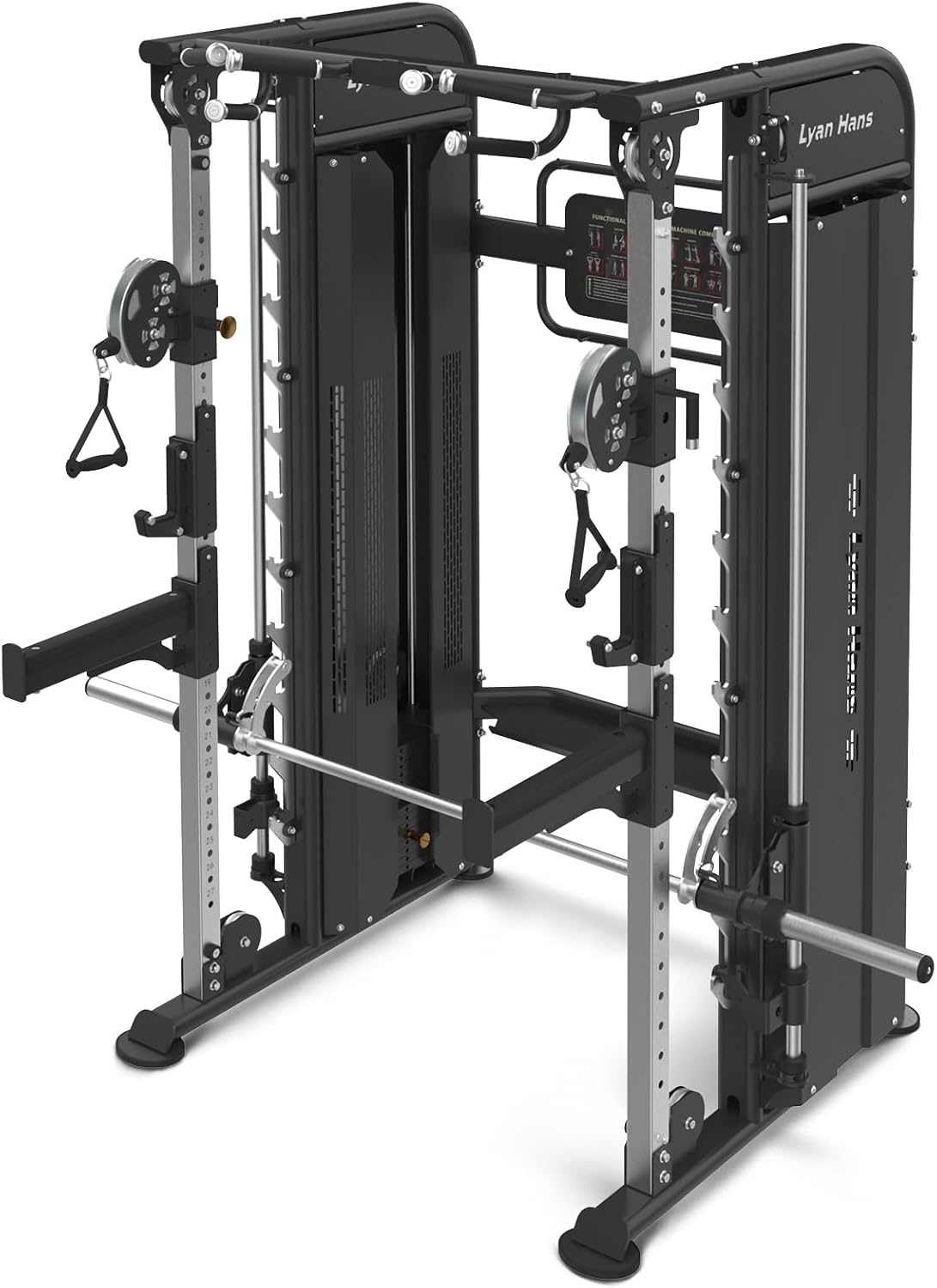 Functional Trainer Smith Machine for Commercial, Multifunctional Cable Crossover Exercise Machine, All in One Home Gym System, Compact Fitness Equipment, Workout Weight Machine for Strength Training