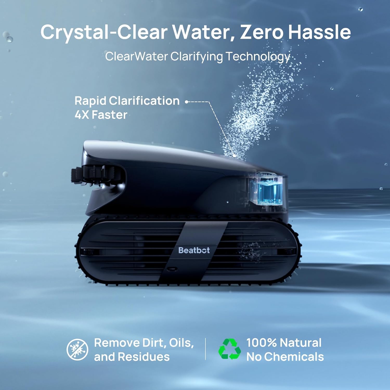 Beatbot Aquasense X Robotic Pool Cleaner with AstroRinse Cleaning Station — Hands-Free Cleaning, AI Vision, All-in-One Cleaning, Smart Navigation, Debris Detection, 23L Debris Bin, Voice Control