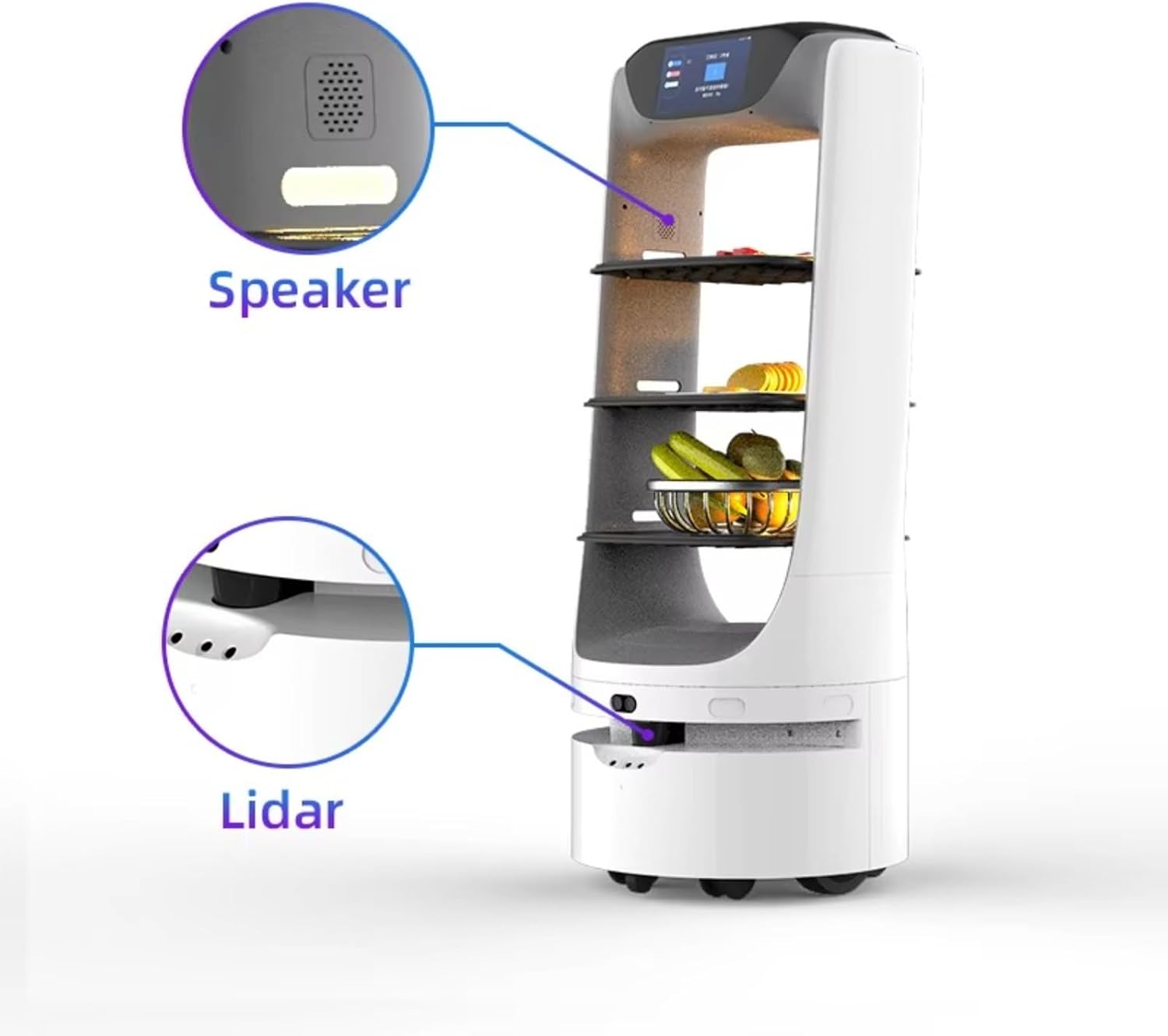 Food delivery Robots, Featuring a Modular Design and Intelligent Elevator Interface, can Carry Various Items Such as Meals, Medicine, and documents.