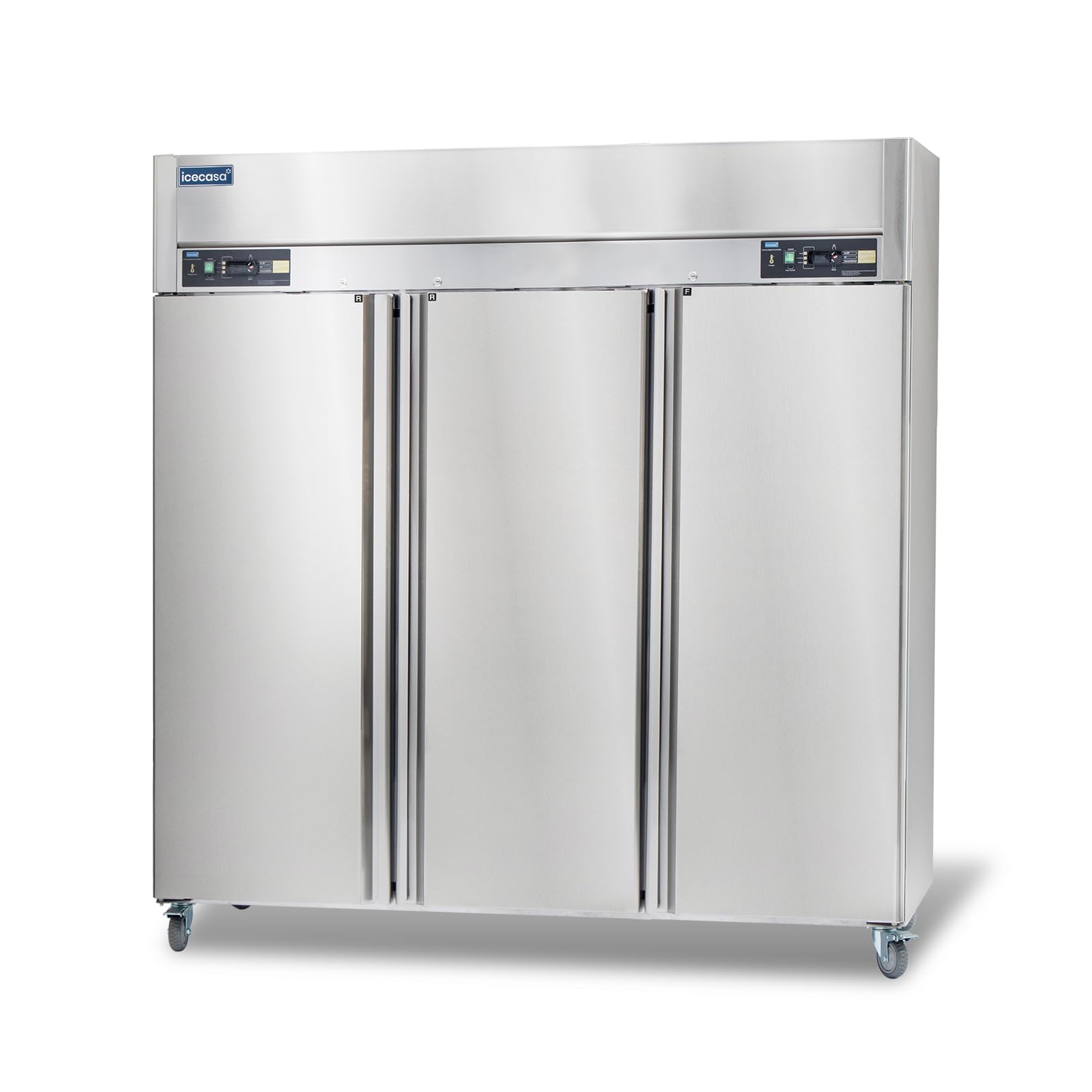 ICECASA 48" W Commercial Refrigerator Reach-in 36 Cu.ft 2 Solid Door Stainless Steel Commercial Refrigerator Fan Cooling for Restuarant, Bar, Shop, etc