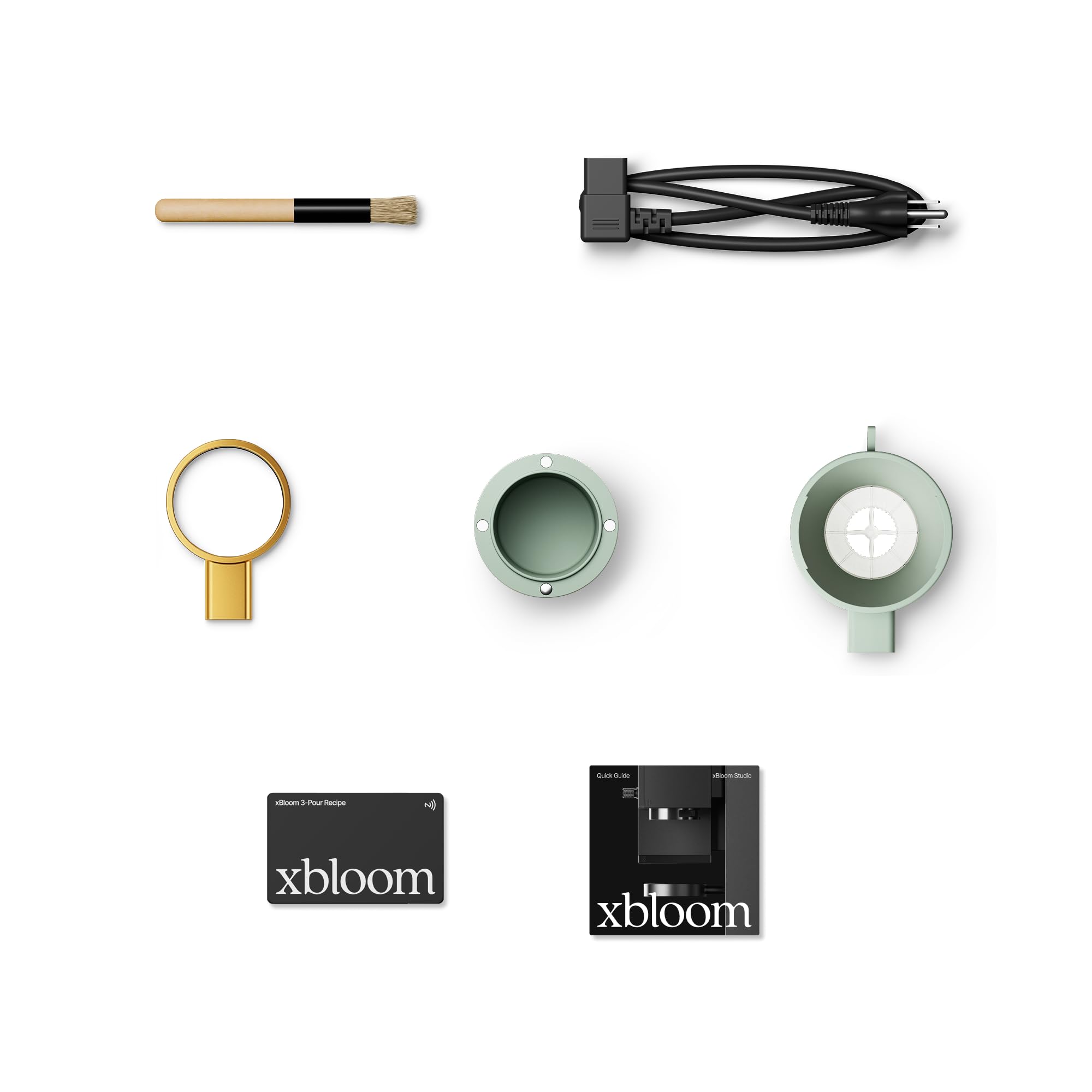 xBloom Studio Coffee Machine – Drip Coffee Maker with Built-in Grinder and Scale, 3 Automation Levels, App Connected Pour Over Coffee Maker for Specialty Coffee Lovers, Sage Green x Gold
