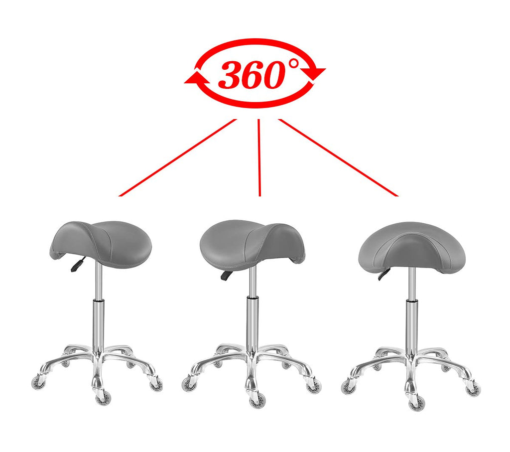 Antlu Saddle Stool Chair for Massage Clinic Spa Salon Cutting, Saddle Rolling Stool with Wheels Adjustable Height (Black)