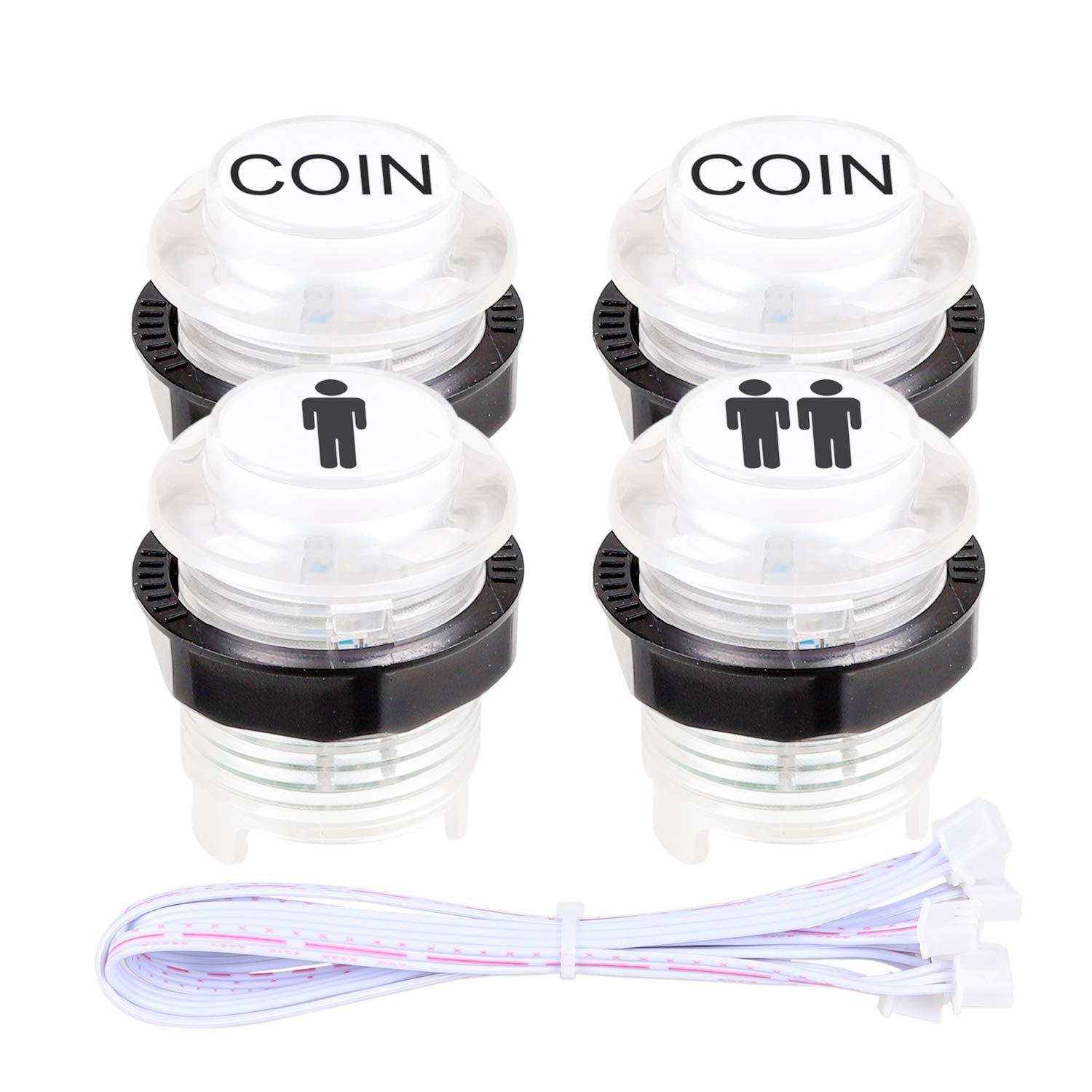 Fosiya LED Arcade Joystick Buttons Kit Ellipse Oval Style 8 Ways Joystick + 20 x LED Arcade Buttons for 2 Player Video Games Standard Controllers All Windows PC MAME Raspberry Pi (Mix Colors Kits)