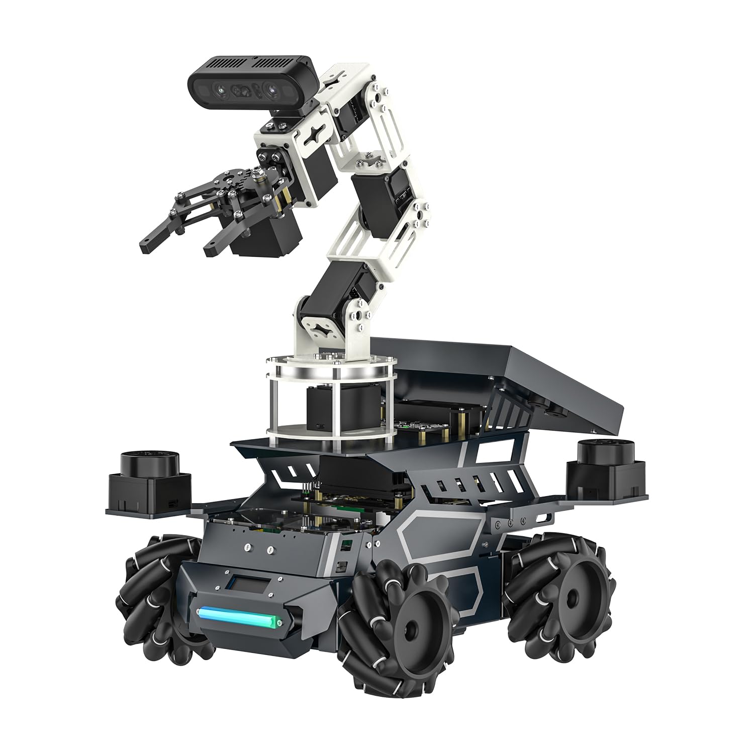 Yahboom ROS2 Robot Kit with Jetson Orin Nano 8GB Super Large AI Model with 6DOF Robotic Arm, 7-inch HD Display,AI Voice Interaction Module Provides AI Vision App Control