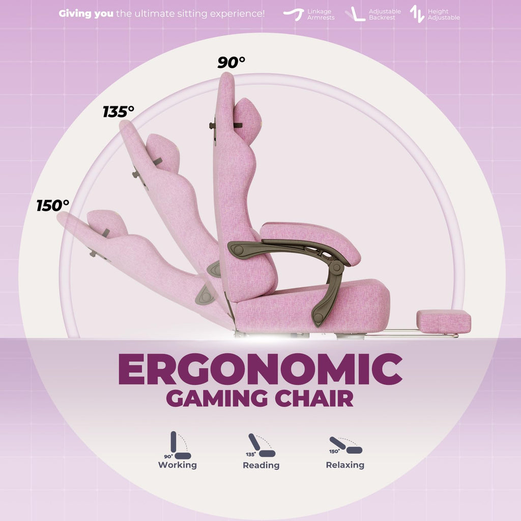 GTPLAYER Gaming Chair with Pocket Spring Cushion, Big and Tall Gamings Chairs 350LBS High Back Computer Chair with Footrest for Adults Lumbar Support Swivel Game Chair for Office,Leather Black-Massage