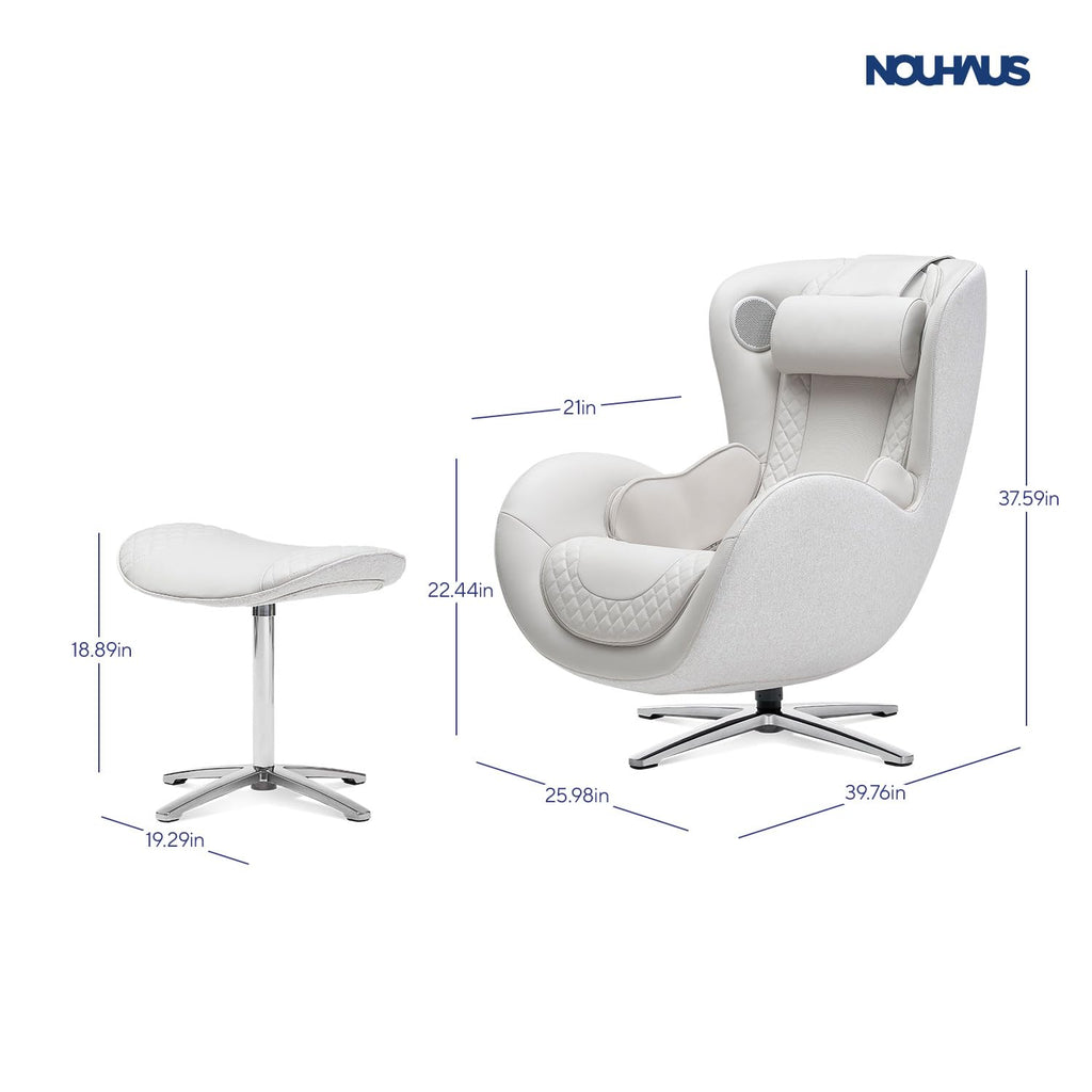 Nouhaus Classic Massage Chair with Ottoman – Caramel Leather Recliner with Percussive Shiatsu Massager, Built-in Speaker & Full Body Spot Massage – Ultimate Comfort for Home & Office