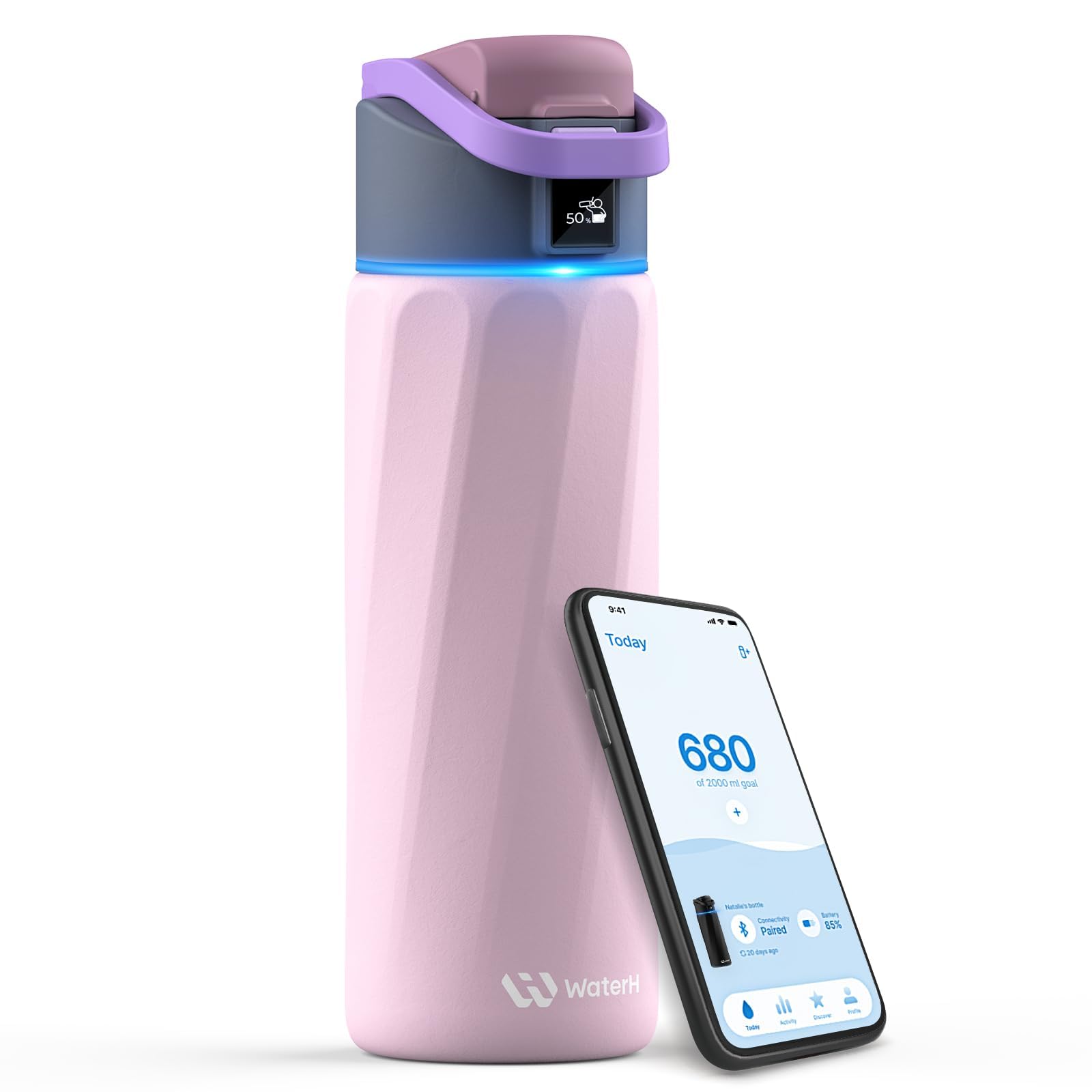 BOOST Smart Water Bottle that Reminds You to Drink, 24oz BPA-Free Stainless Steel Vacuum Insulated, Wide Mouth Water Tracker Bottle with APP for School, Gym, Office, Ideal for Father's Day