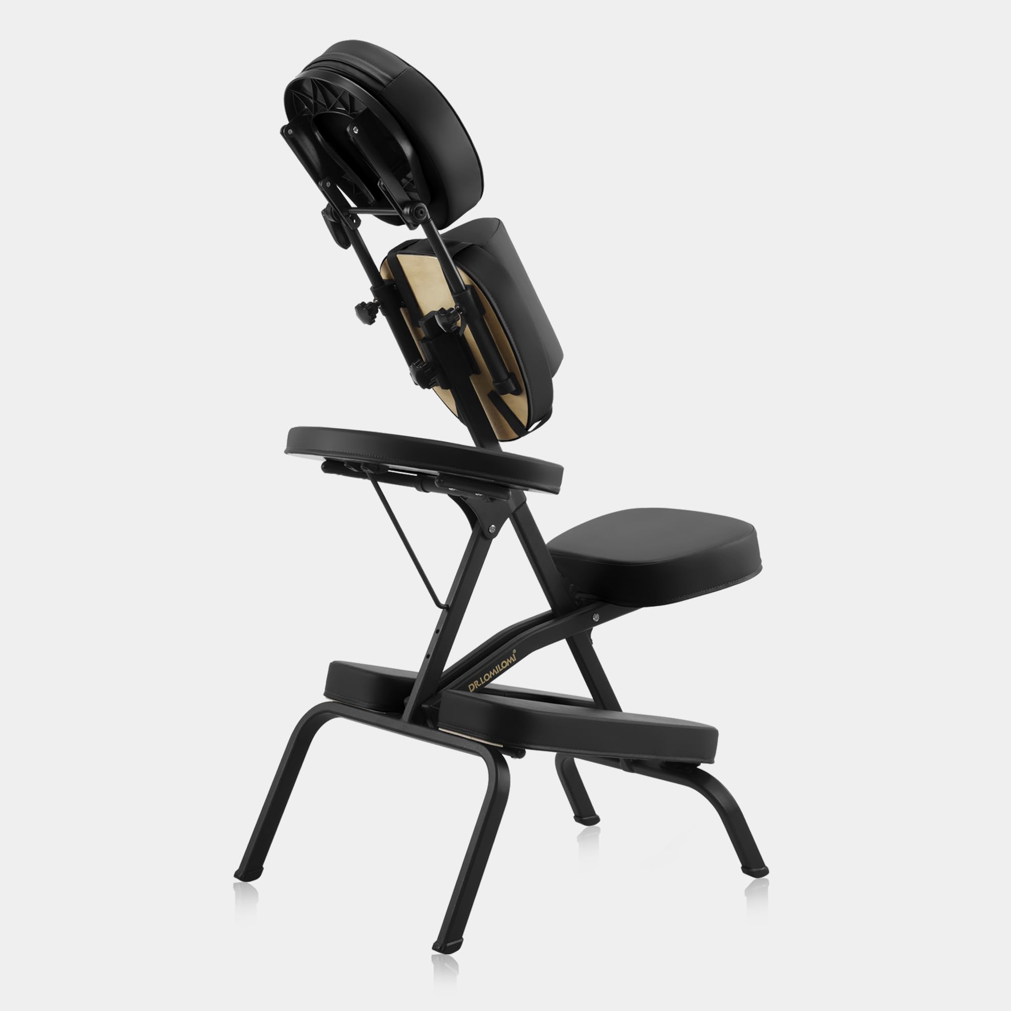 Aluminum Light-Weight Adjustable Folding Portable Travel Massage Chair with Backpack 402 Keanu (Black)