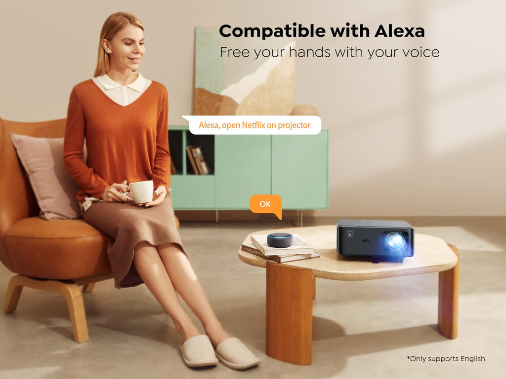 Yaber PROJECTOR K3 Smart Projector with GTV, 30W Speaker Sound by JBL, Dolby Audio, Home/Outdoor Movie Projector with WiFi6 and Bluetooth, Auto Screen Adaptation,Netflix 7000+app