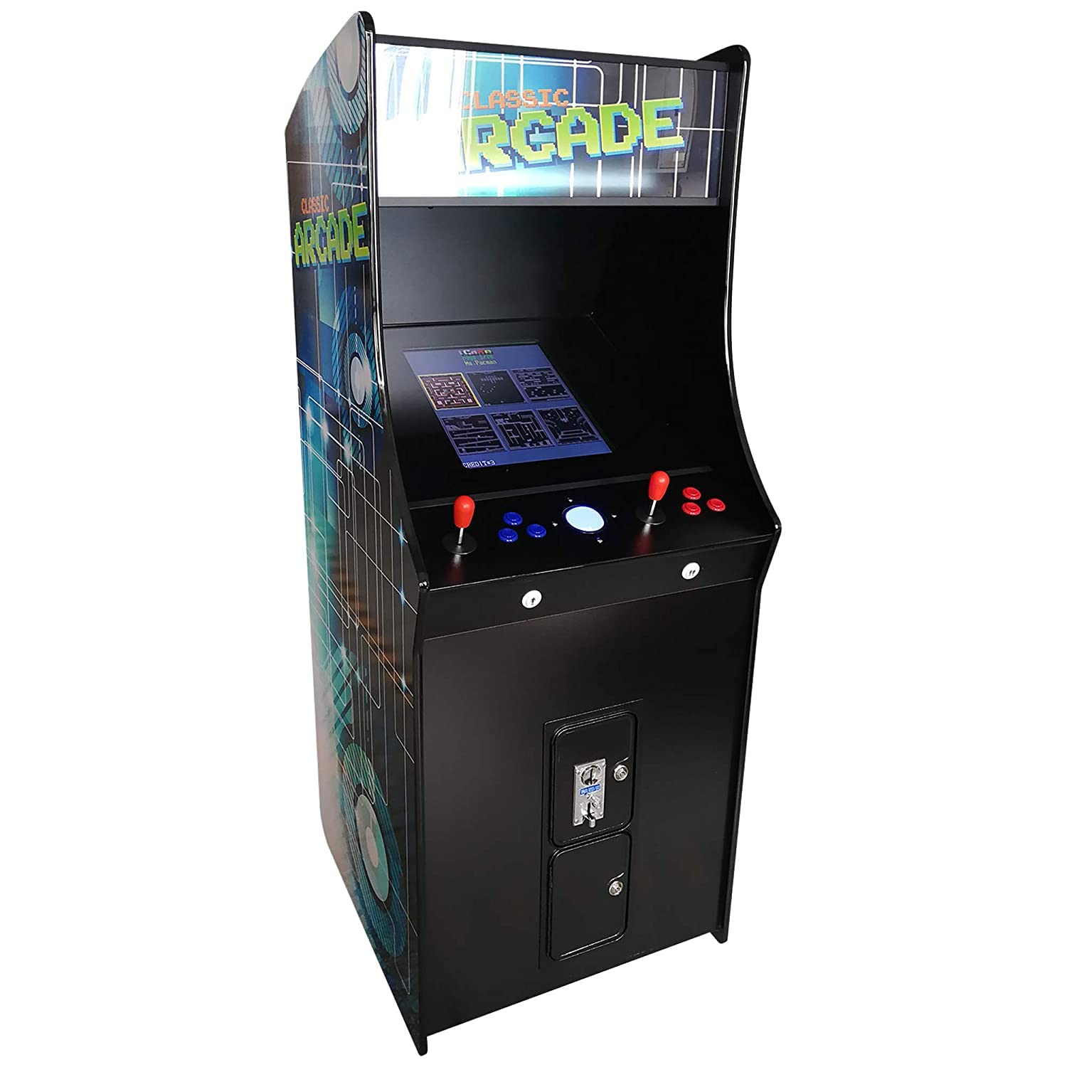 Creative Arcades Full Size Stand-Up Commercial Grade Arcade Machine | 412 Games | 22" LCD Screen | 1 Sanwa Joystick | Trackball | 2 Stools Included | 3 Year Warranty