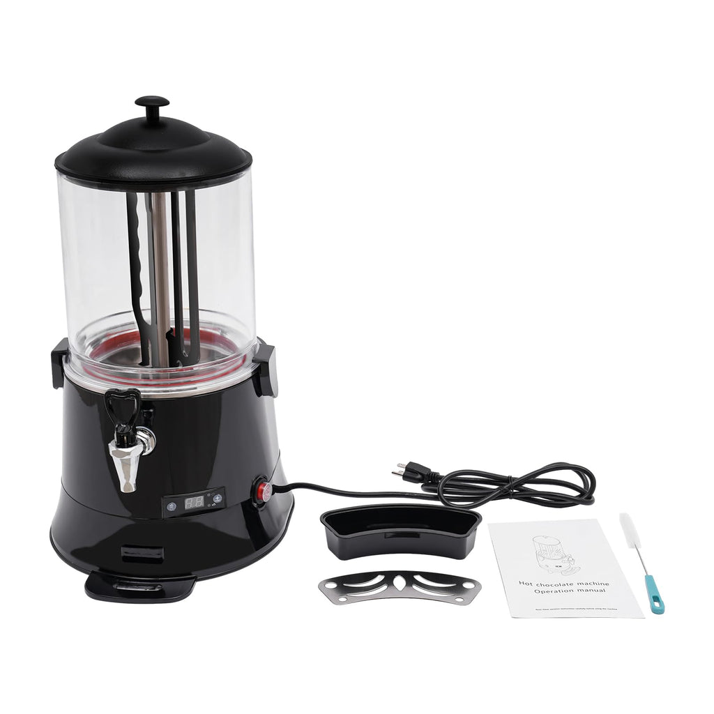 Commercial Hot Chocolate Machine Maker and Dispenser 110V 400W 5L(1.32Gal) Electric Hot Chocolate Dispenser Beverage Warmer with LED Display, 86-194°F for Heating Coffee, Milktea, Soy Milk