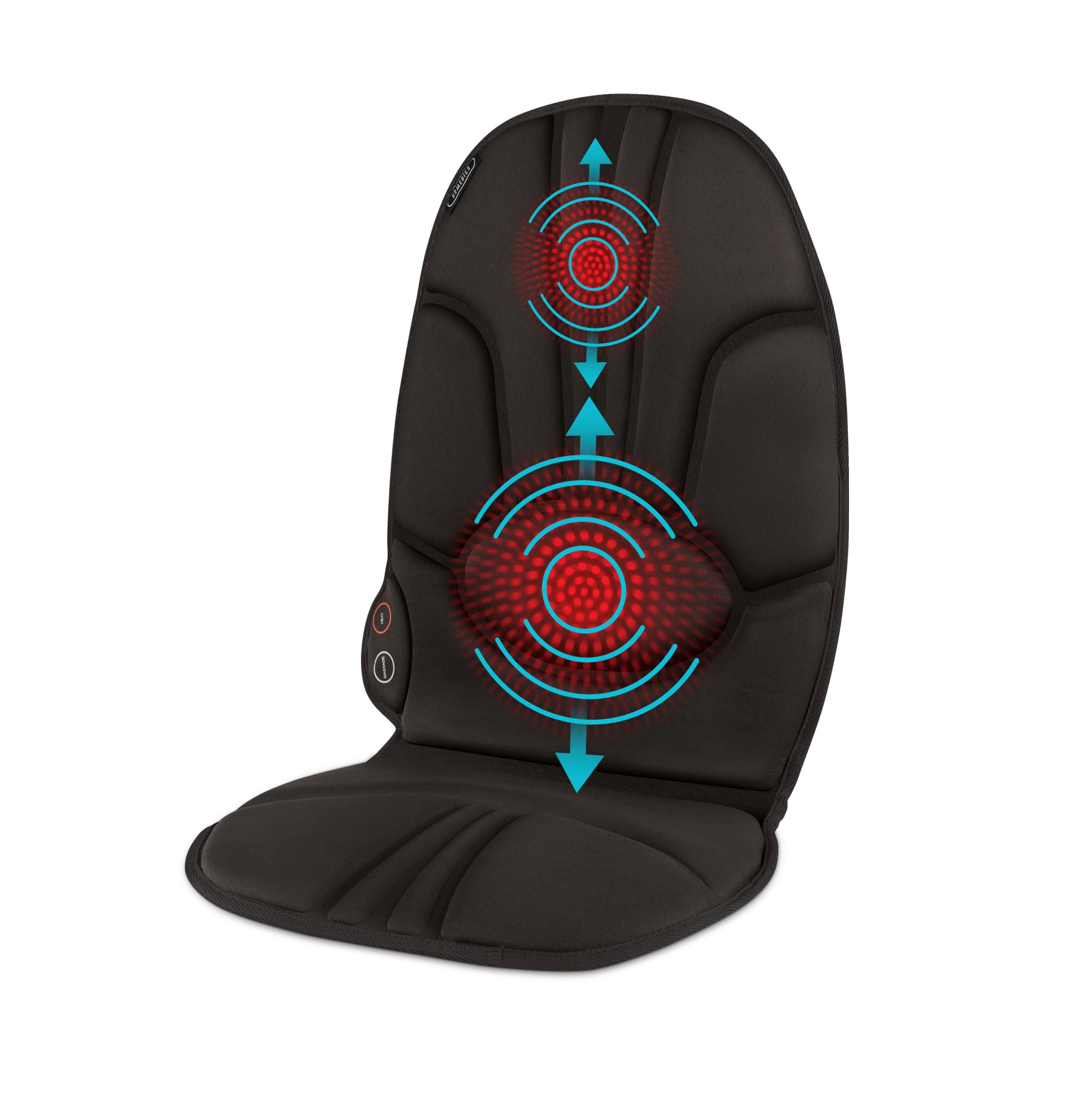 HoMedics Portable Heating and Vibrating Back Massage Cushion with Adjustable Intensity and Integrated Straps