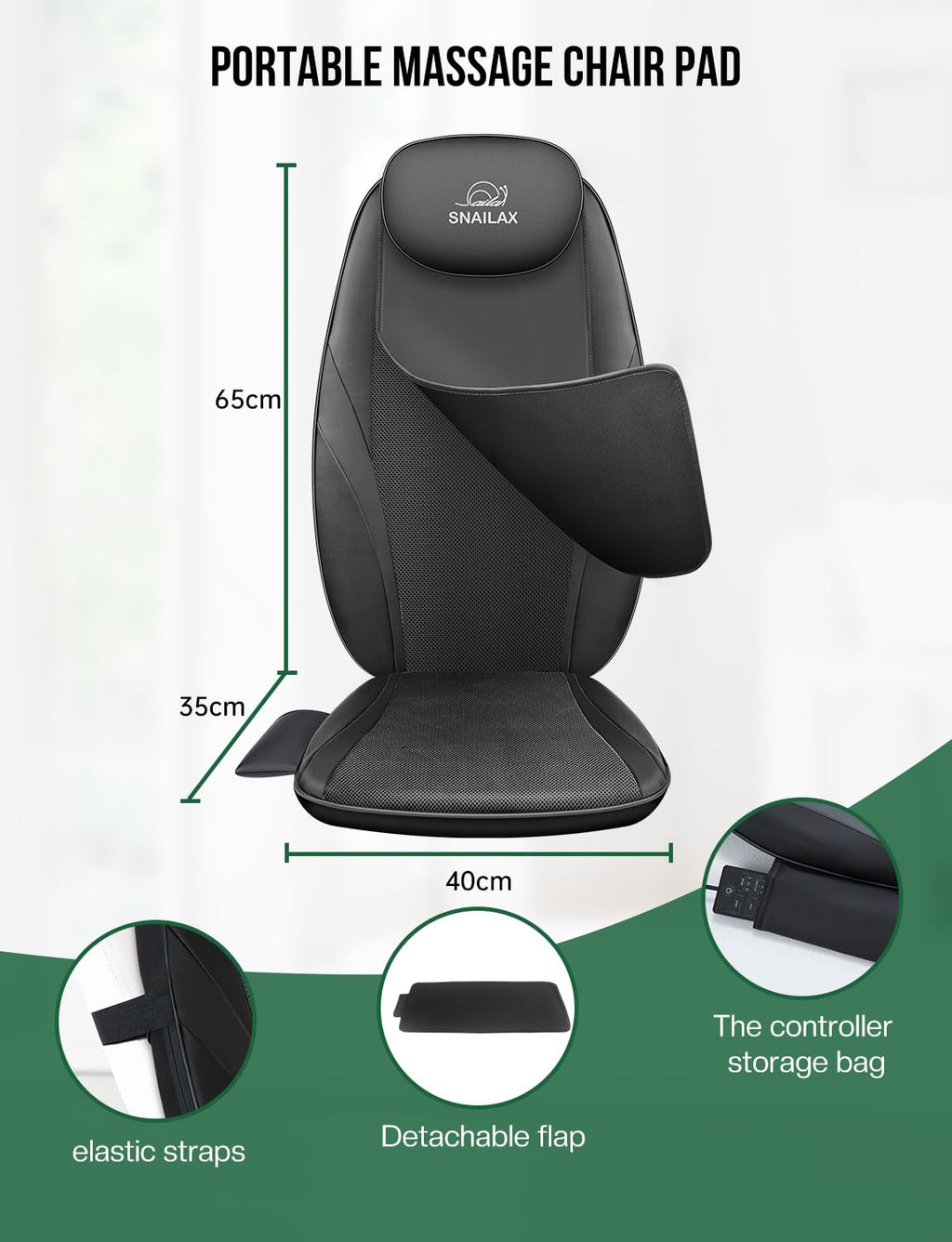 Snailax 2026 Upgraded Shiatsu Roller Back Massager with Heat Massage Chair Pad Kneading Back Massager for Pain Relief Deep Tissue Chair Massage Pad for Office Home Gift Fathers