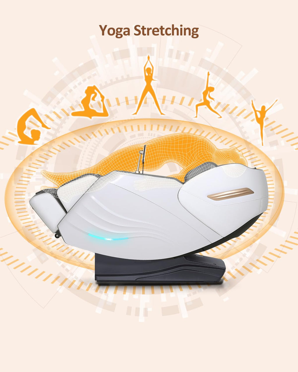 RELX Massage Chair Full Body, 20 Modes Zero Gravity SL-Track Shiatsu Massage Chair Built-in Heat System, Airbag Massage with Body Scan, Deep Yoga Stretch, Calfrest Extension and AI Control(Cream)
