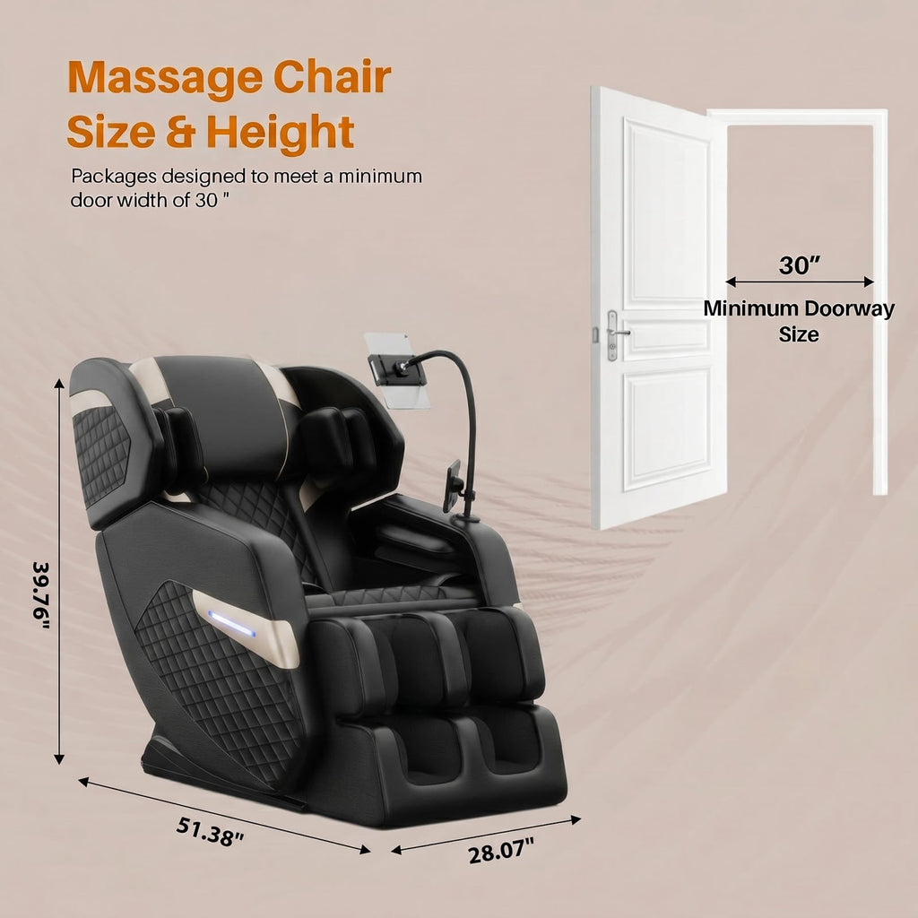 Massage Chair Full Body, Zero Gravity Recliner Massage Chair with Back Heat, 8 Fixed Rollers, Foot Massage, Airbags, Touch Screen for Home and Office