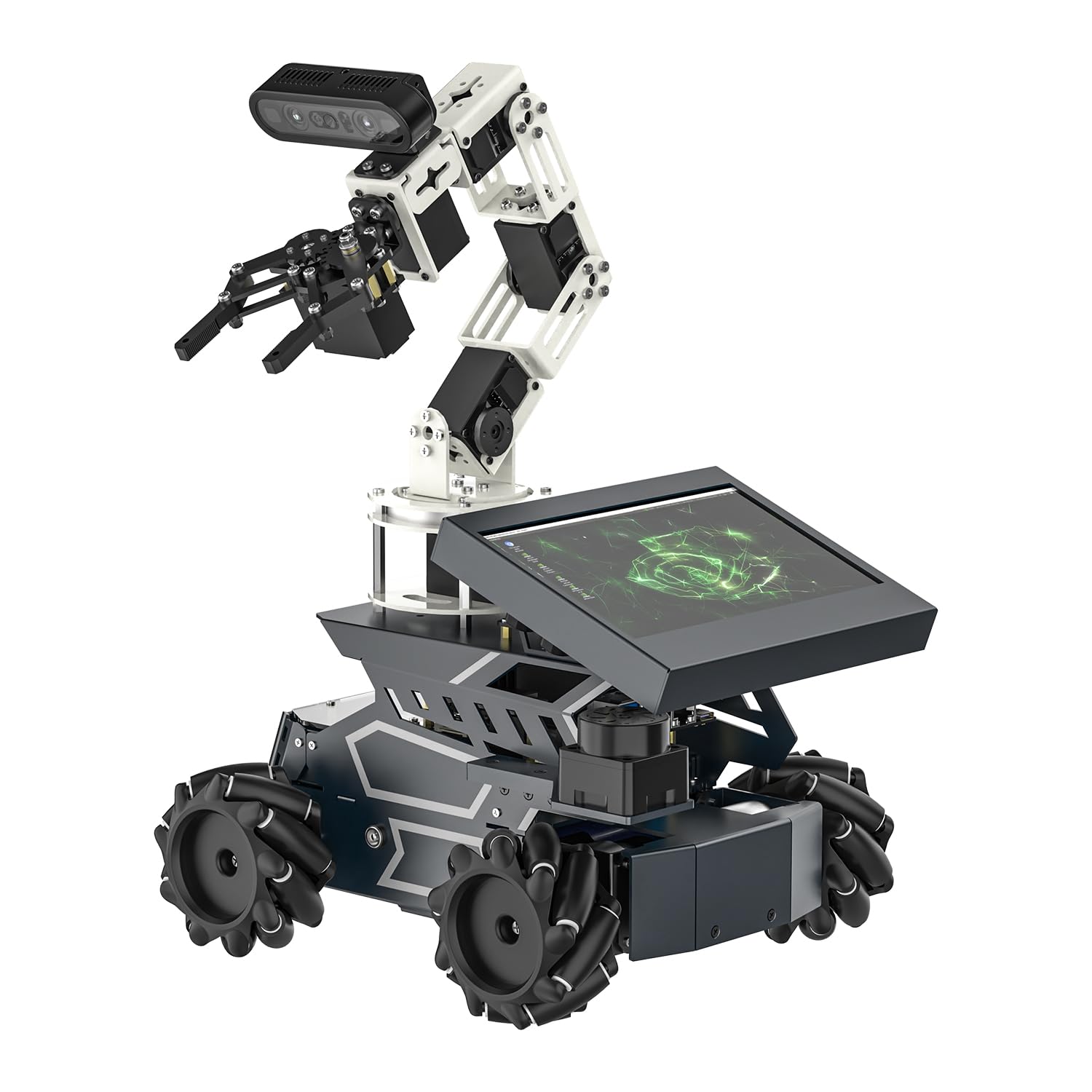 Yahboom ROS2 Robot Kit with Jetson Orin Nano 8GB Super Large AI Model with 6DOF Robotic Arm, 7-inch HD Display,AI Voice Interaction Module Provides AI Vision App Control