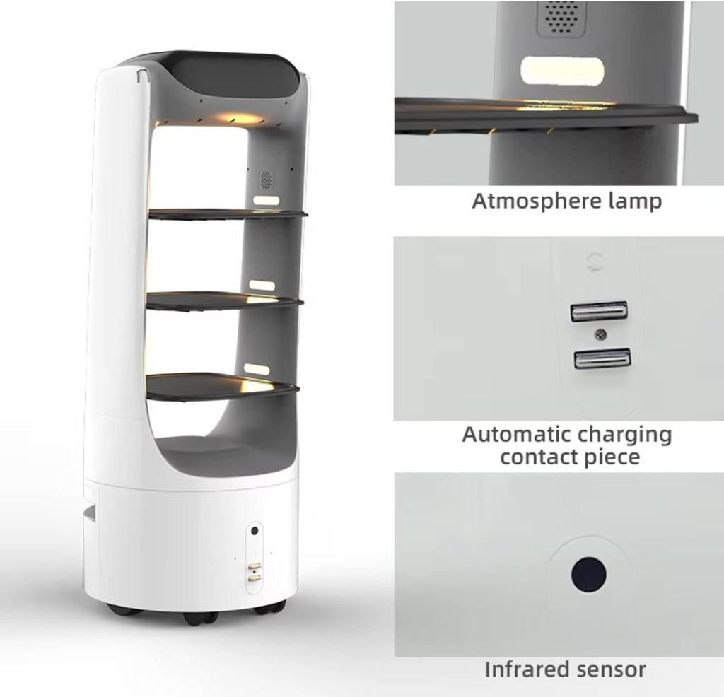 Food delivery Robots, Featuring a Modular Design and Intelligent Elevator Interface, can Carry Various Items Such as Meals, Medicine, and documents.