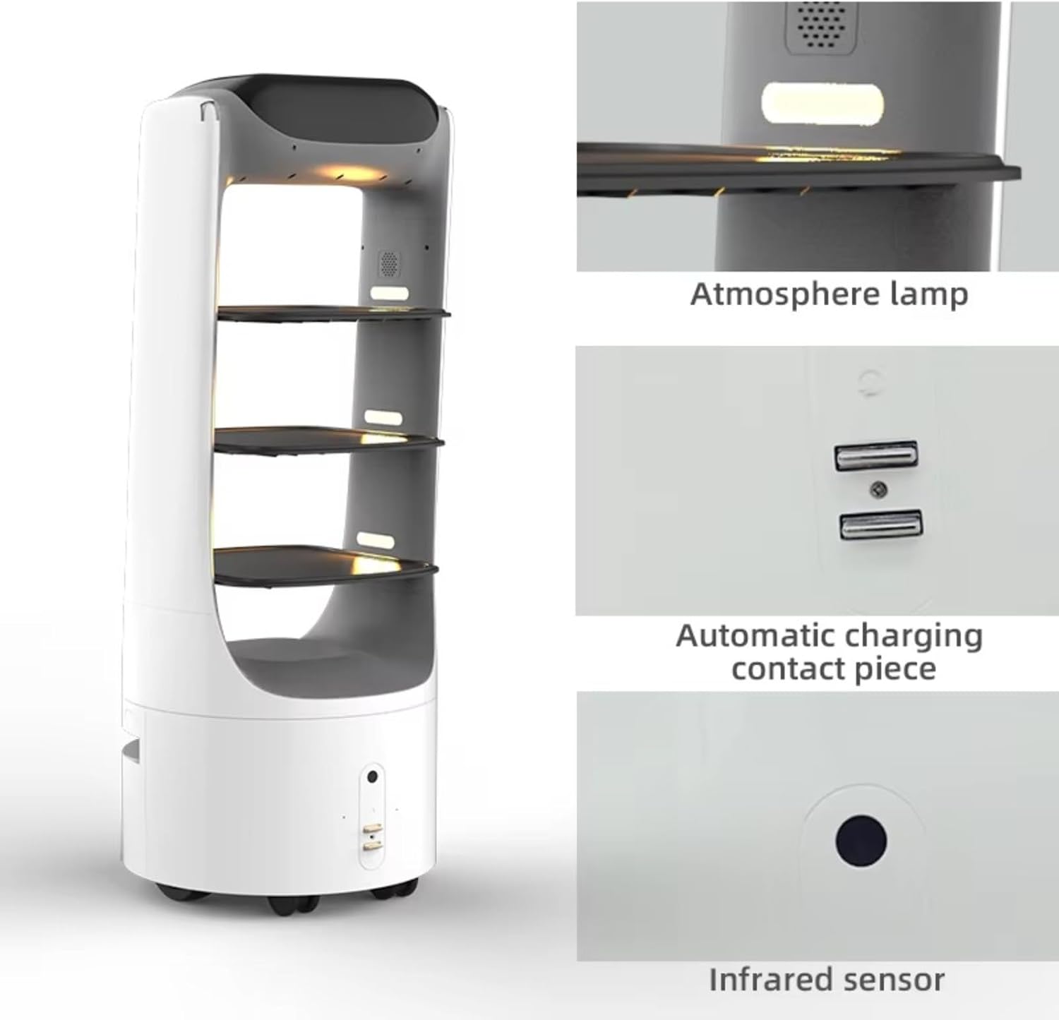 Food delivery Robots, Featuring a Modular Design and Intelligent Elevator Interface, can Carry Various Items Such as Meals, Medicine, and documents.